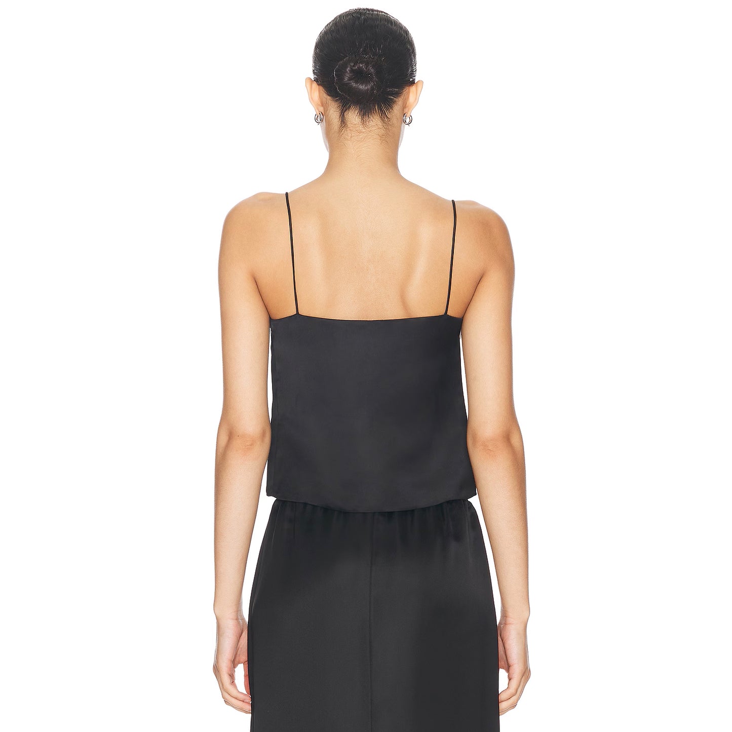 Wardrobe NYC Cropped Satin Tank in Black, size Small