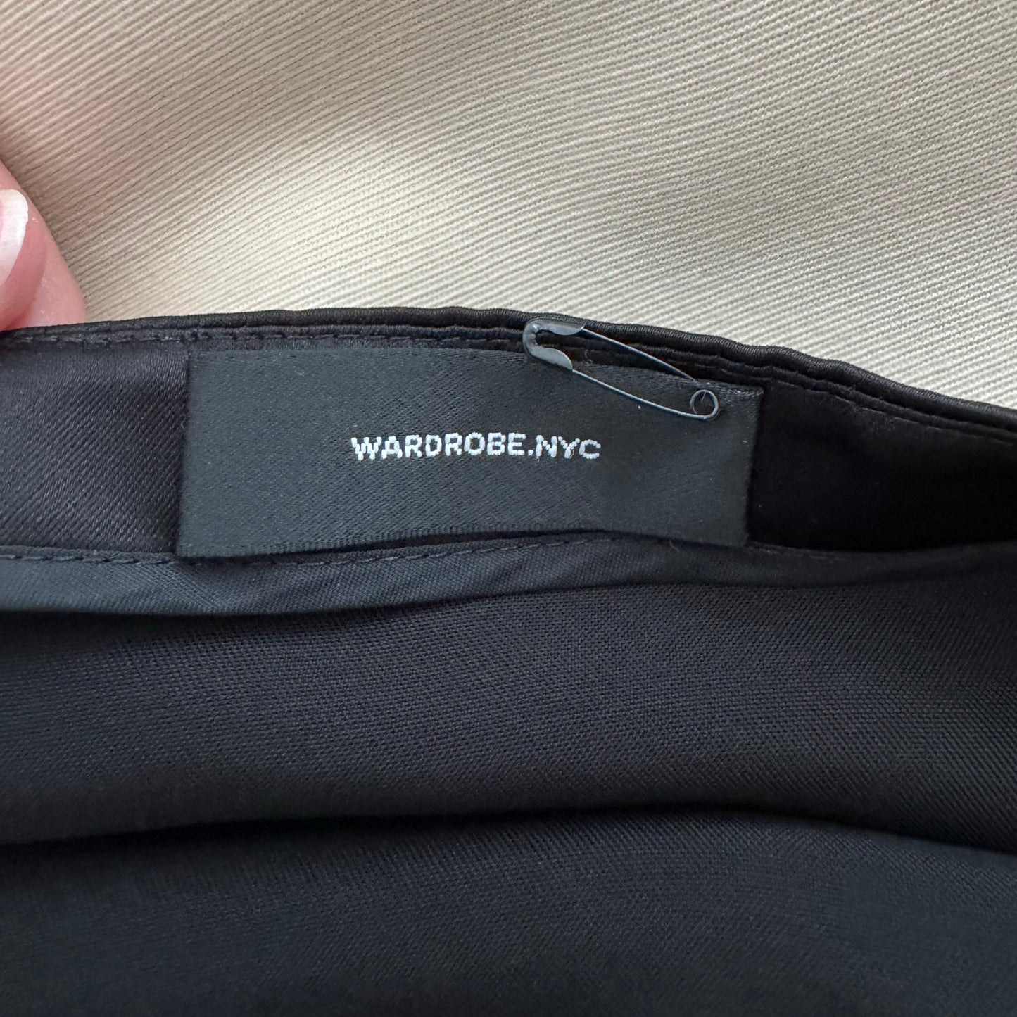 Wardrobe NYC Cropped Satin Tank in Black, size Small
