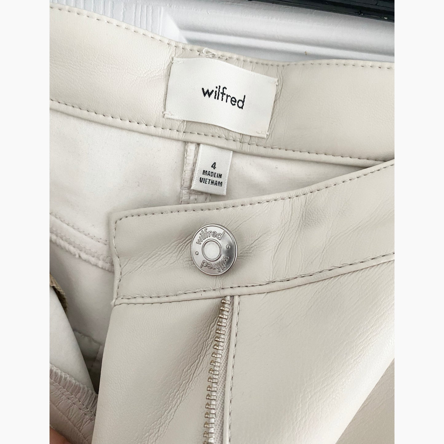 Wilfred "Melina" Faux Leather Pants in Bone, size 4