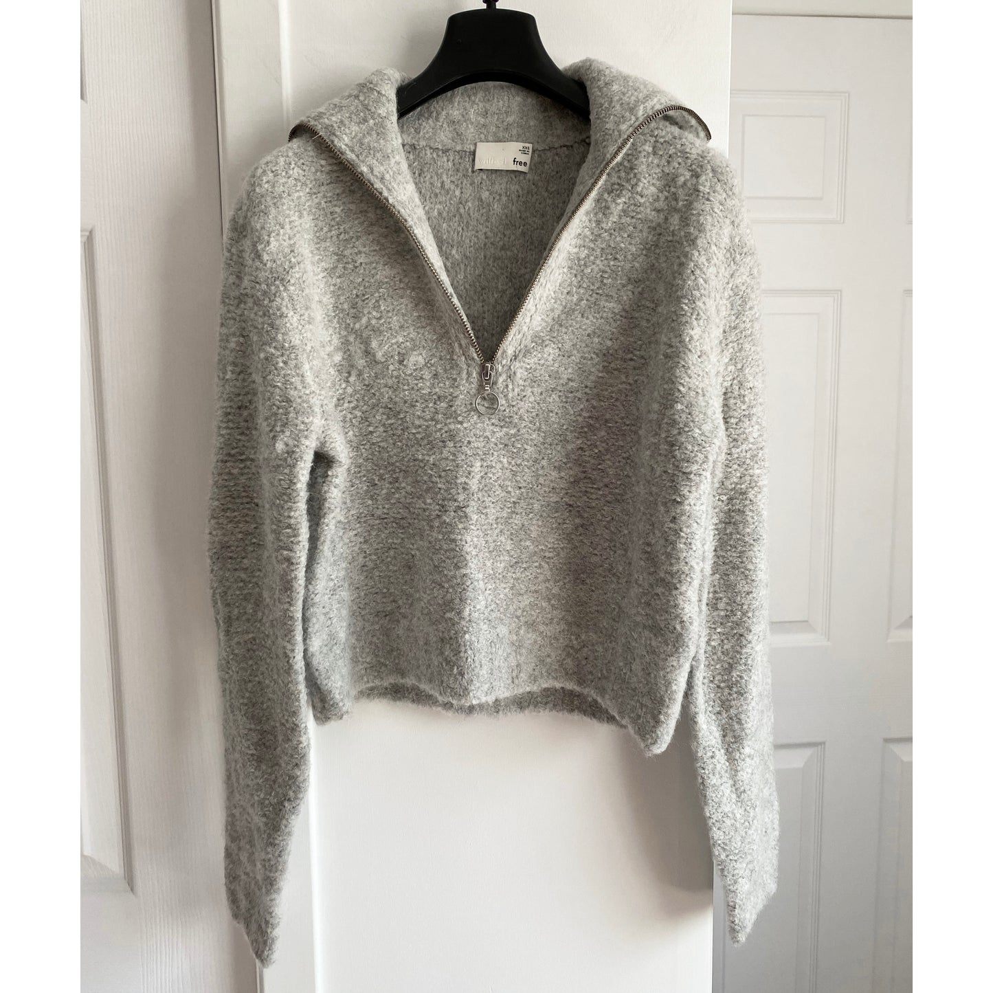 Wilfred Free Nubbly Grey Pullover w Zip, size XXS