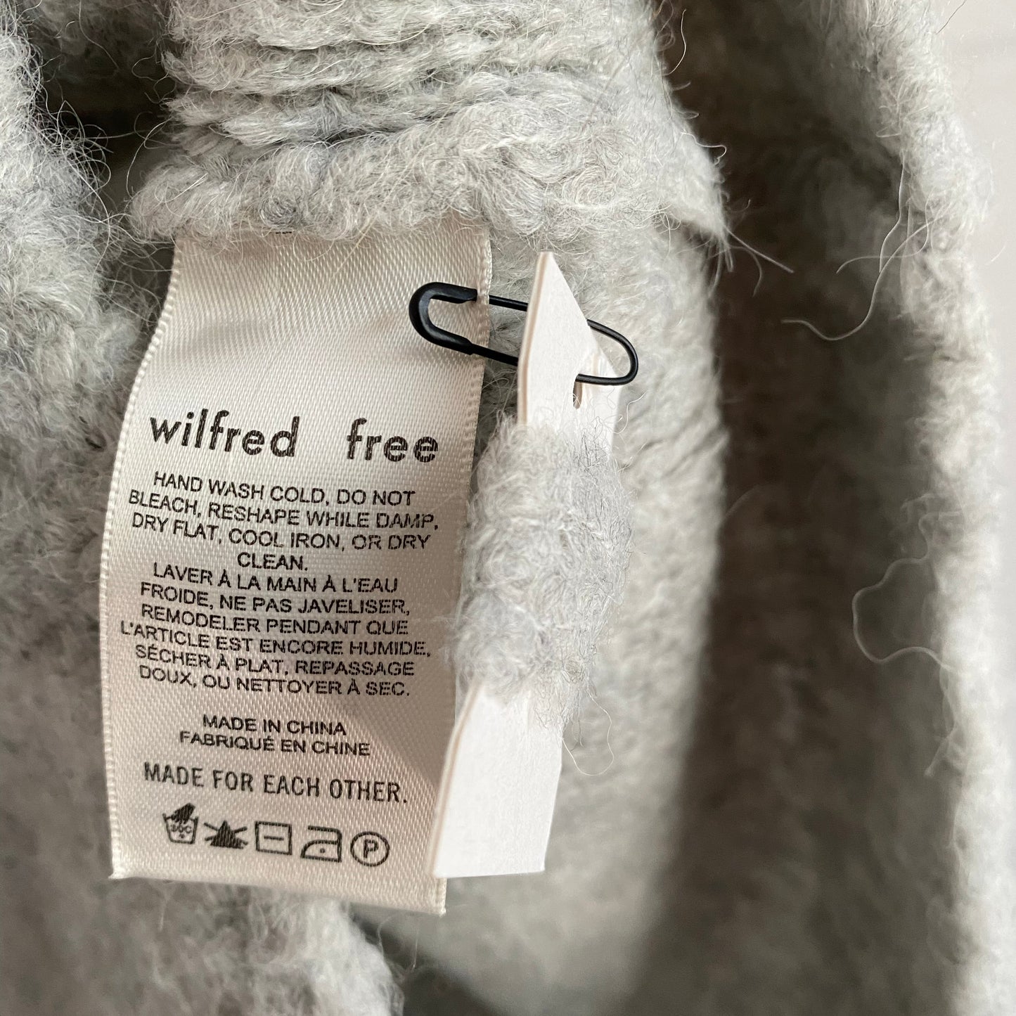 Wilfred Free Nubbly Grey Pullover w Zip, size XXS