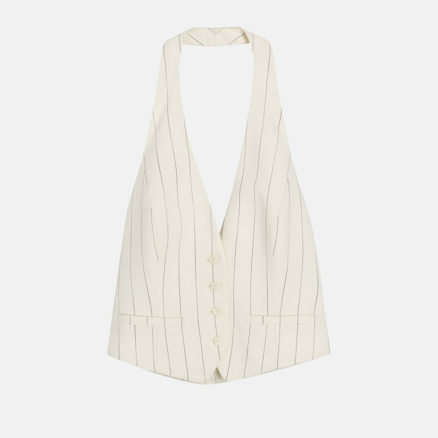 A.L.C. "Woodson" Pinstripe Suiting Halter Top in Ivory, size 4