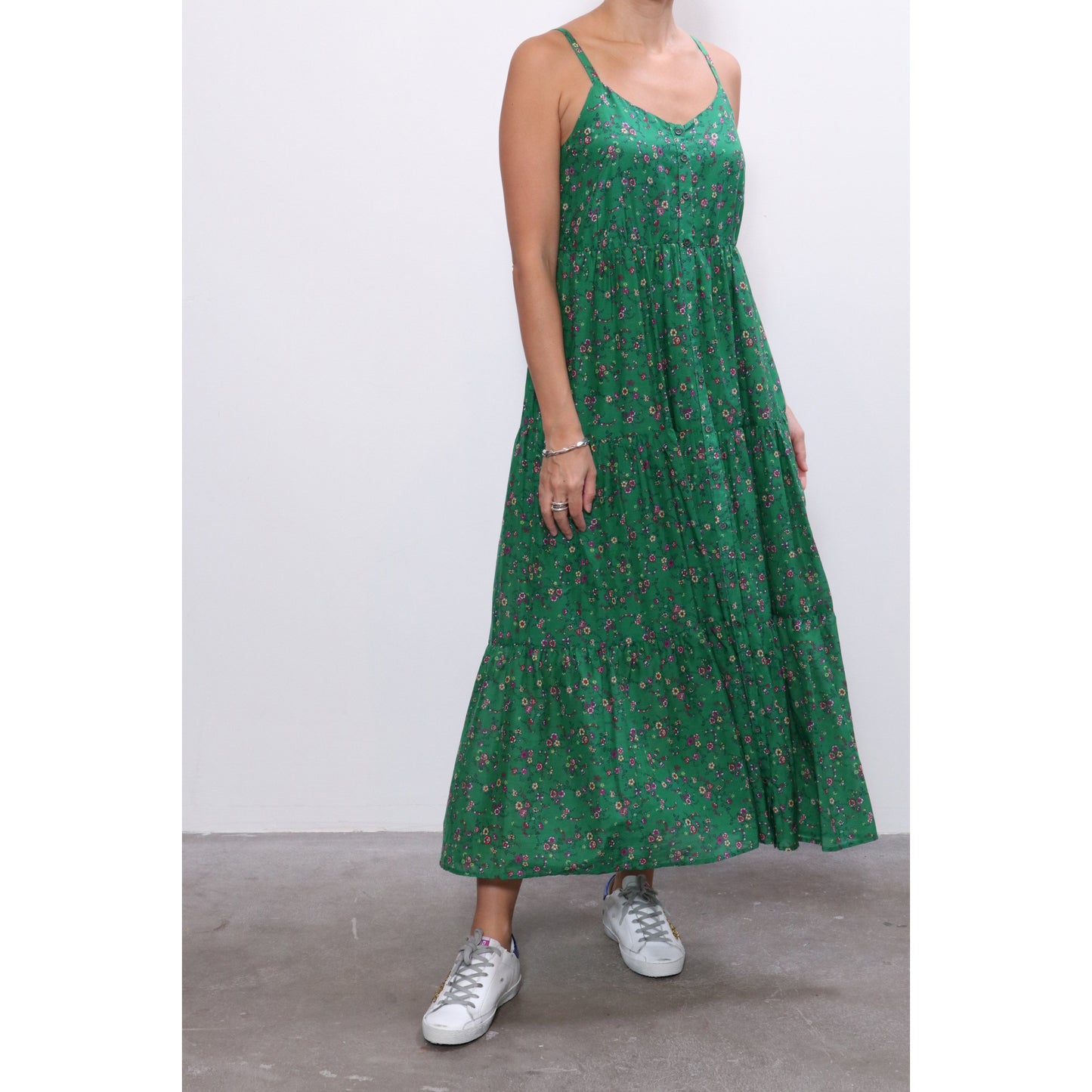 Xirena "Sophie" Floral Print Dress in Green, size Medium