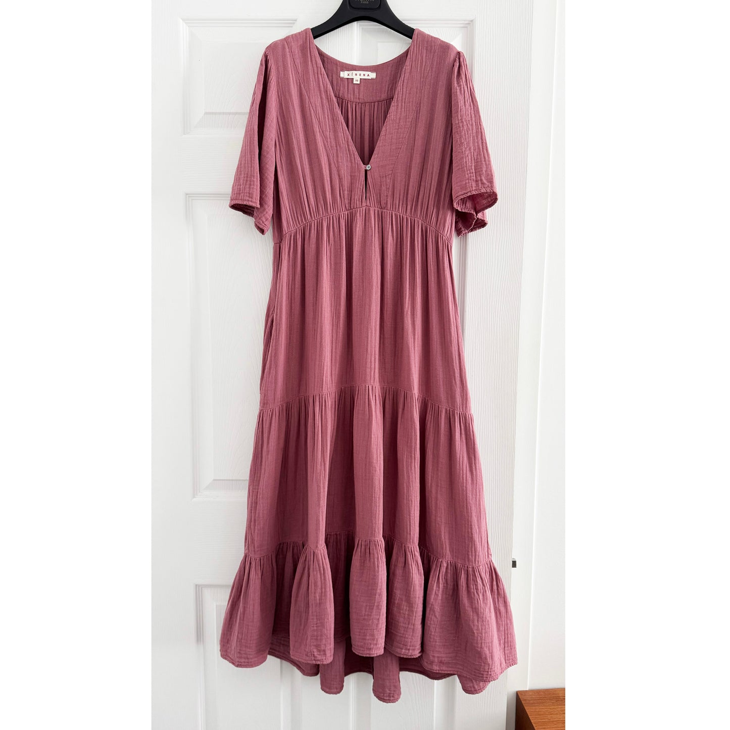 Xirena Tiered Cotton Gauze Dress in Pink, size XS