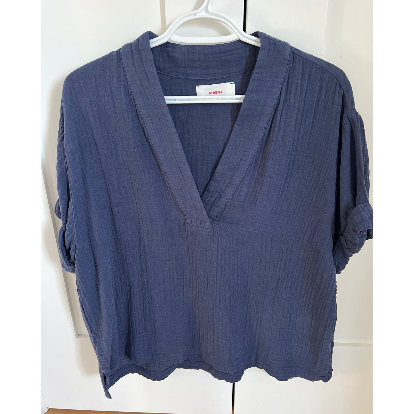 Xirena "Avery" Cotton Gauze Top in Blue, size Small