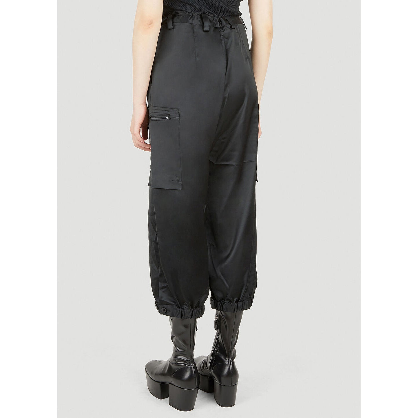 Y-3 Satin Joggers in Black, size Small