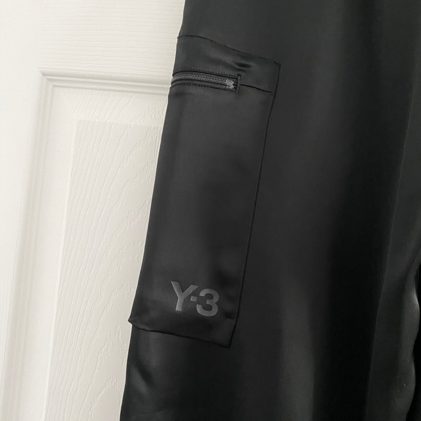 Y-3 Satin Joggers in Black, size Small