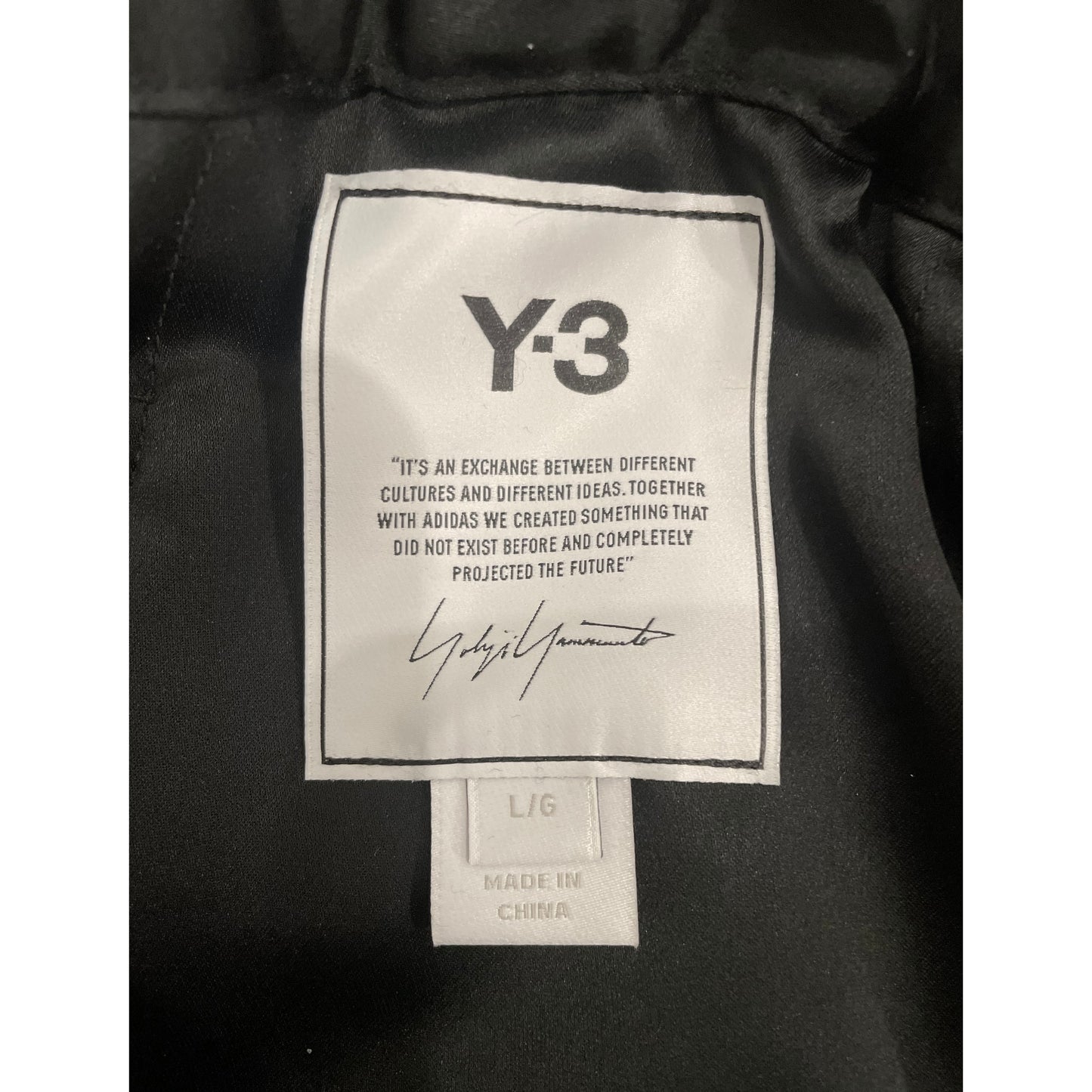 Y-3 Tech Satin Pant in Black, size Large