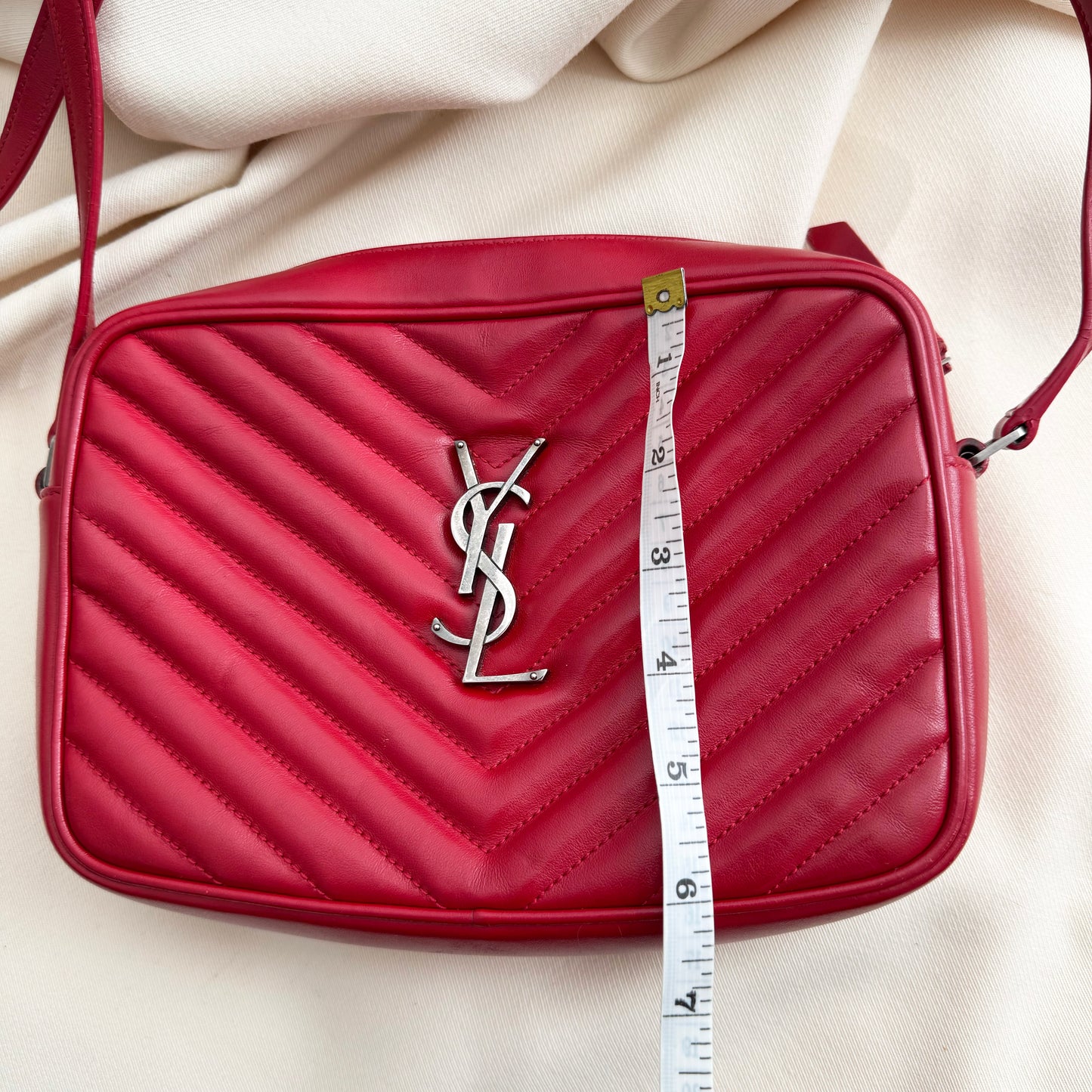 YSL Quilted "Lou" Red Camera Bag in Red
