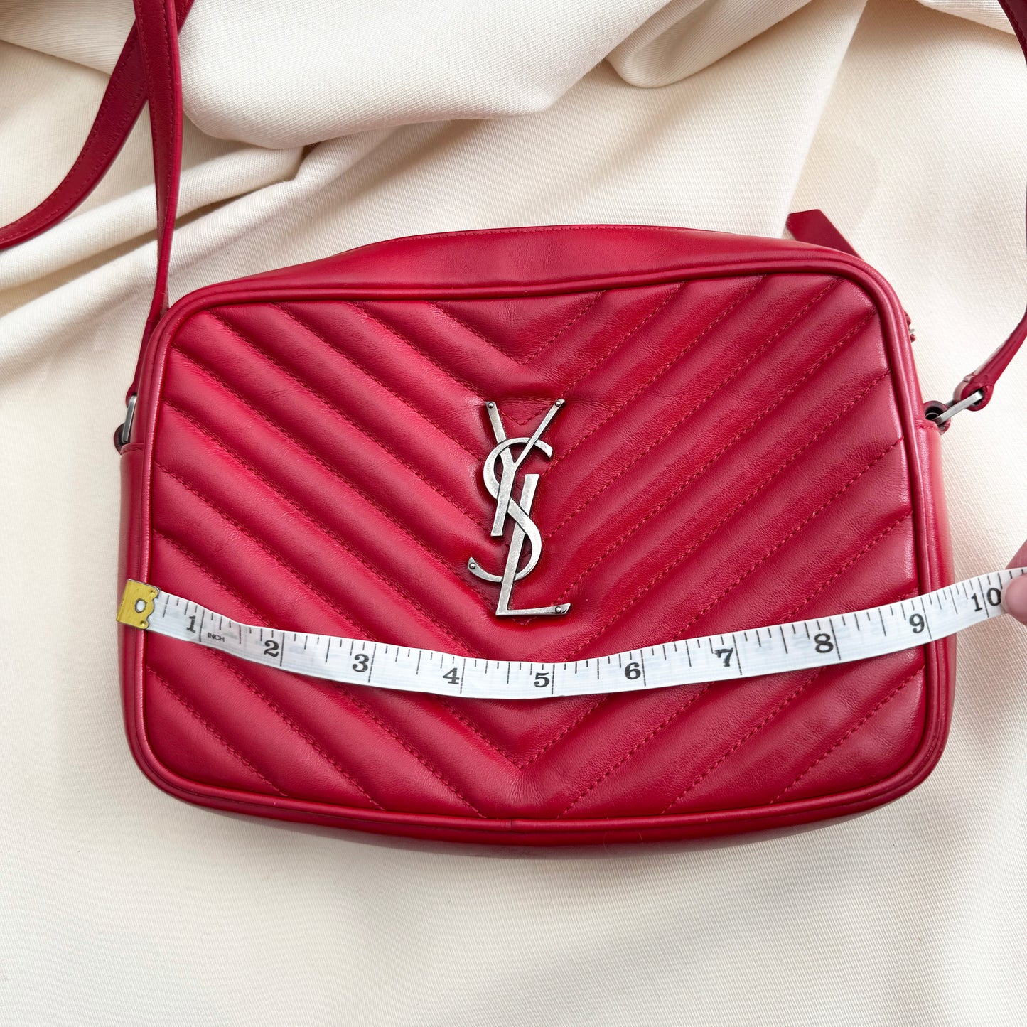 YSL Quilted "Lou" Red Camera Bag in Red