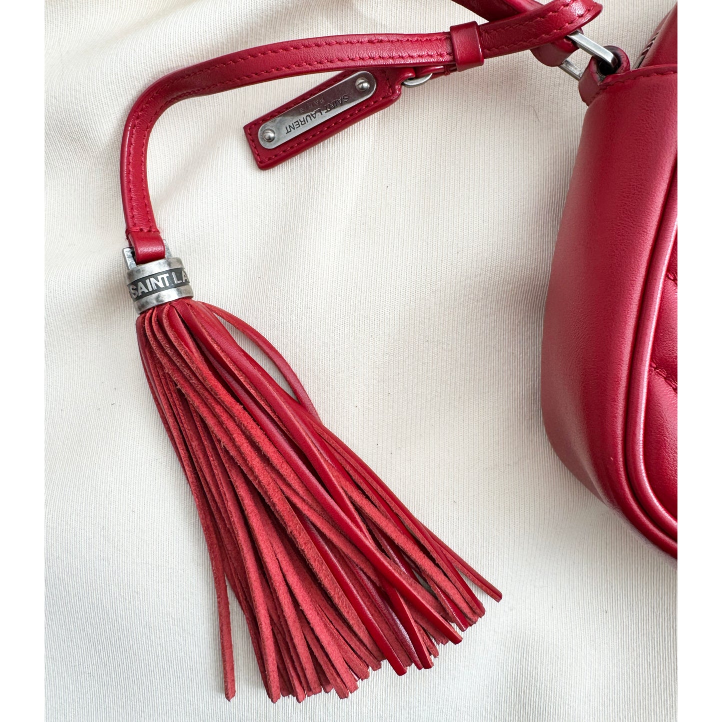 YSL Quilted "Lou" Red Camera Bag in Red