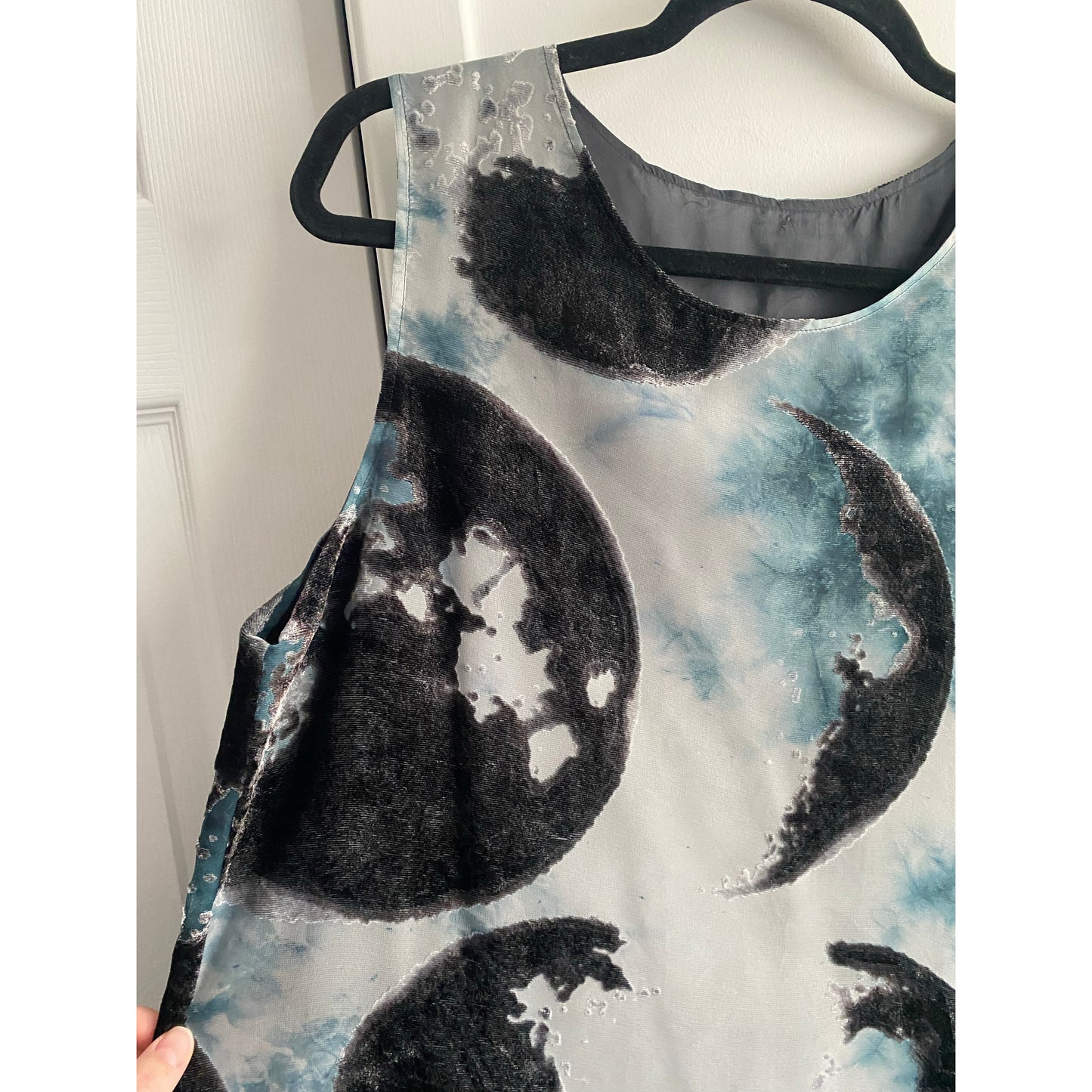 Y's by Yohji Yamamoto Moon Print Laser Cut Velvet Dress, size "3" (fits like a Medium)