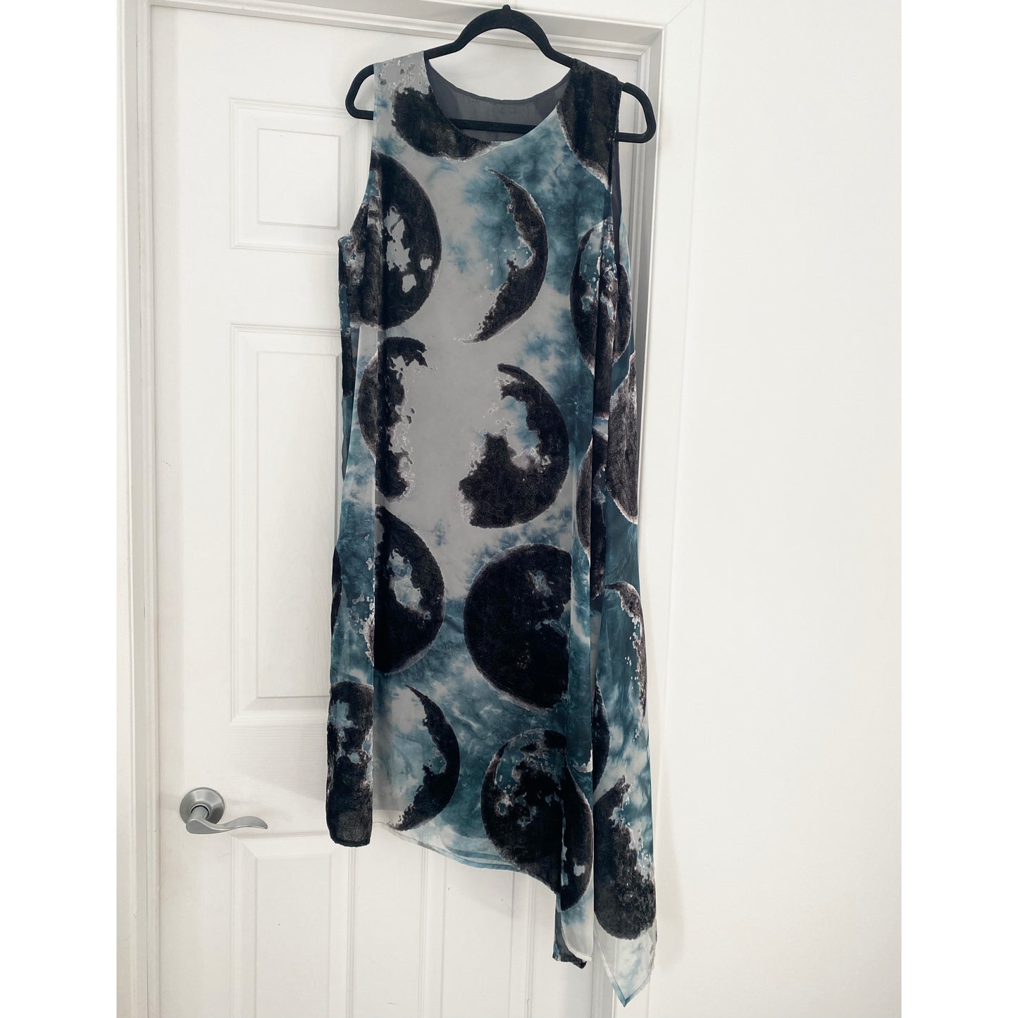 Y's by Yohji Yamamoto Moon Print Laser Cut Velvet Dress, size "3" (fits like a Medium)