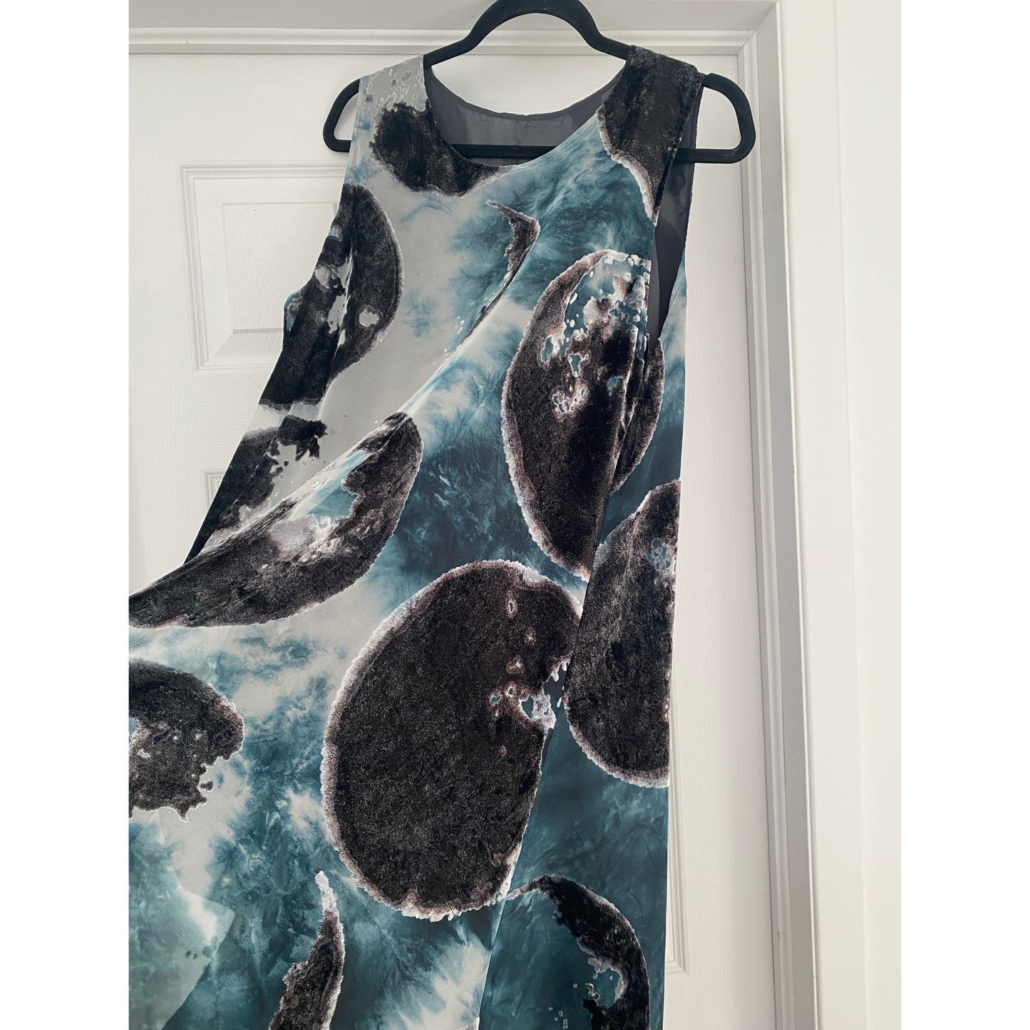 Y's by Yohji Yamamoto Moon Print Laser Cut Velvet Dress, size "3" (fits like a Medium)