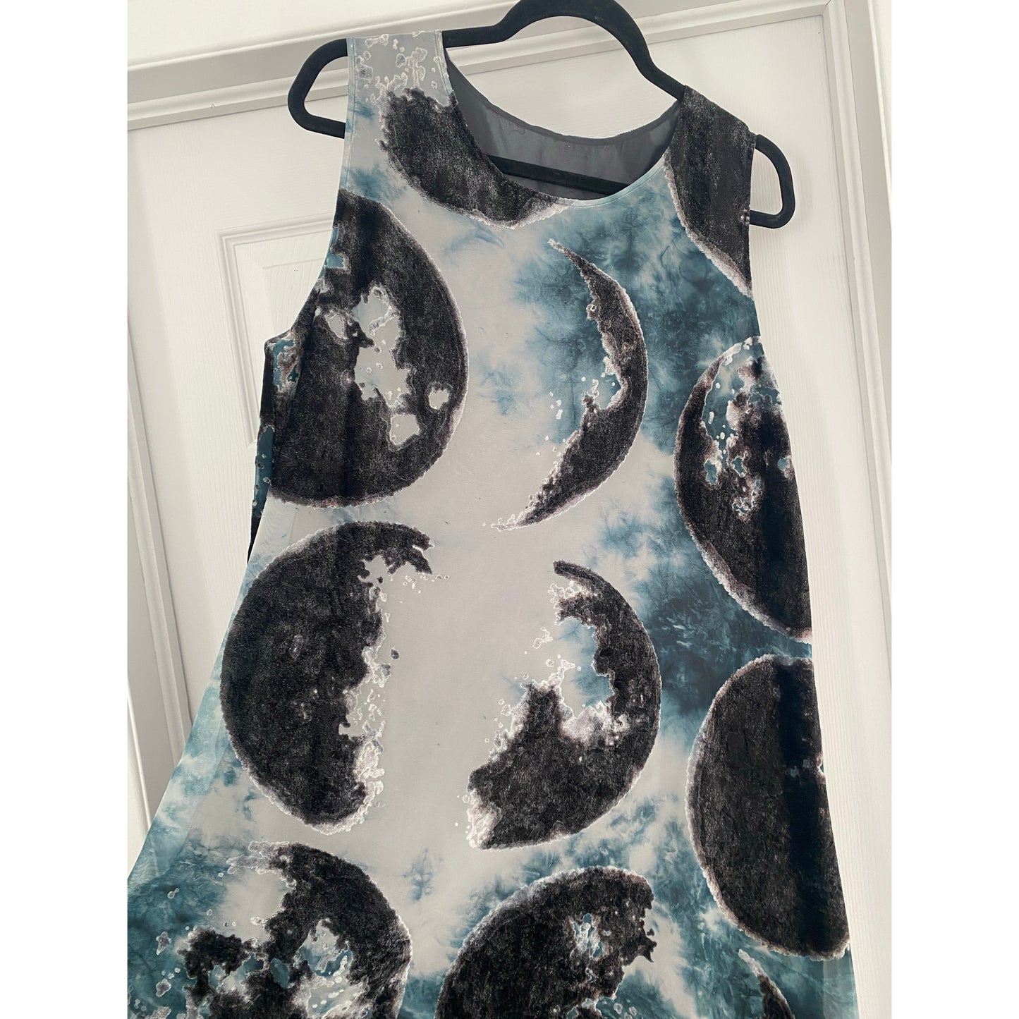 Y's by Yohji Yamamoto Moon Print Laser Cut Velvet Dress, size "3" (fits like a Medium)