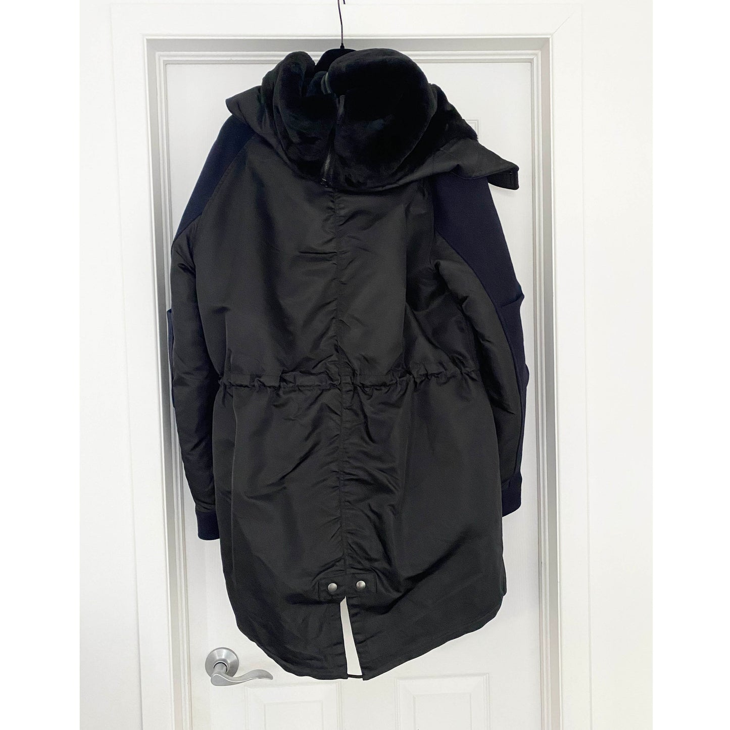 ** MENS ** Yves Saloman Army Parka in Navy Wool/Black Nylon Contrast, size 54 (also fits Womens L/XL)