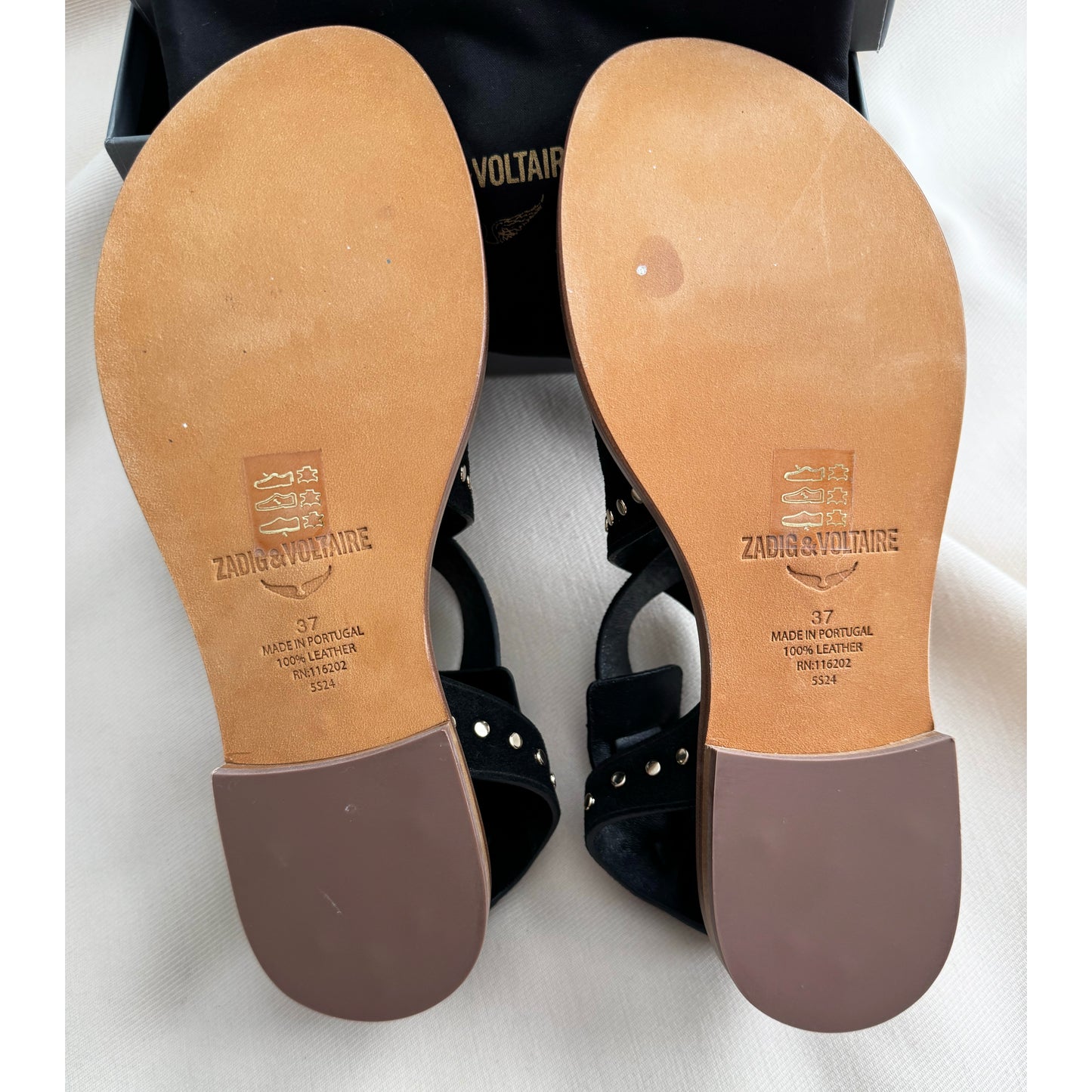 Zadig & Voltaire "Cecilia" Studded Flat Sandals, size 37