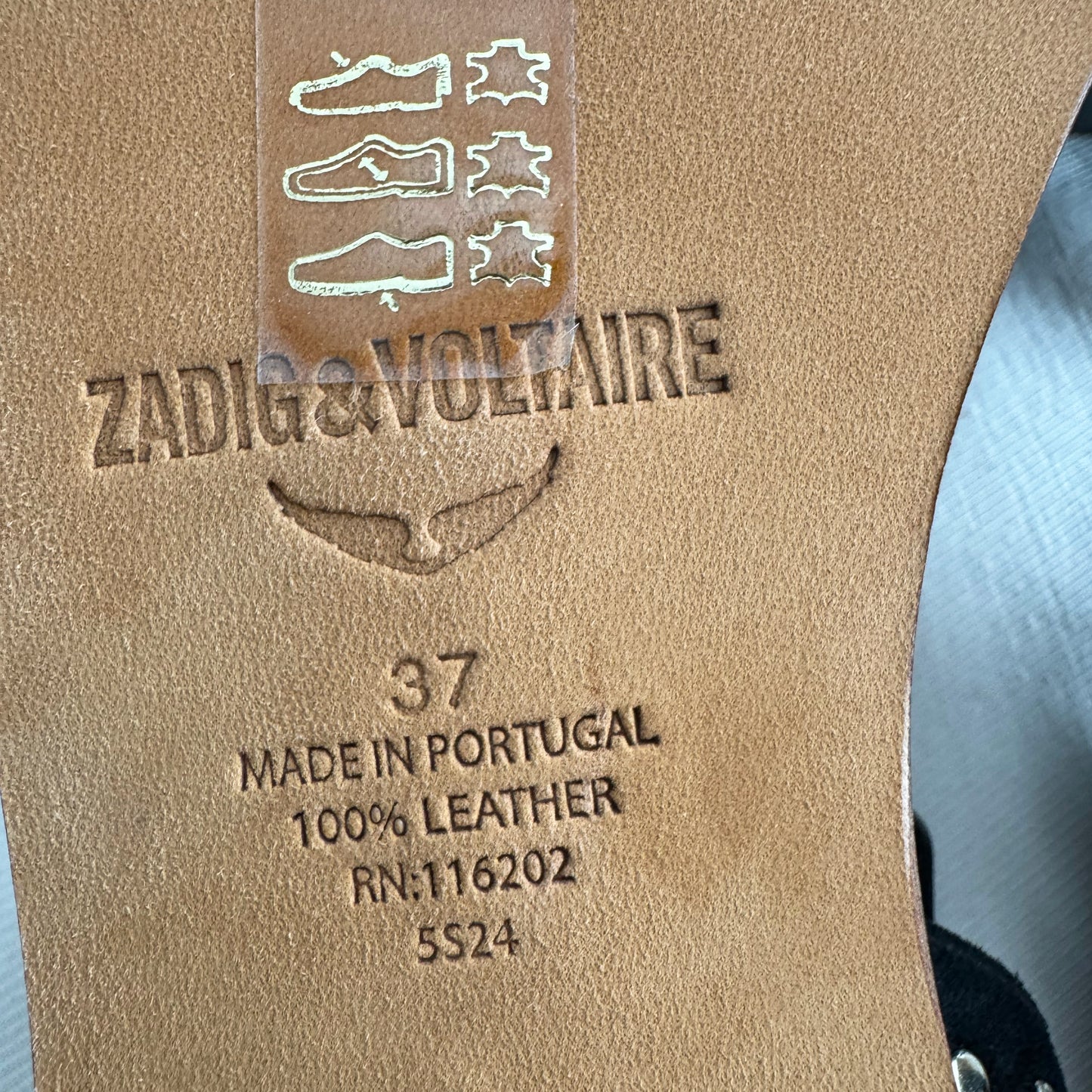 Zadig & Voltaire "Cecilia" Studded Flat Sandals, size 37