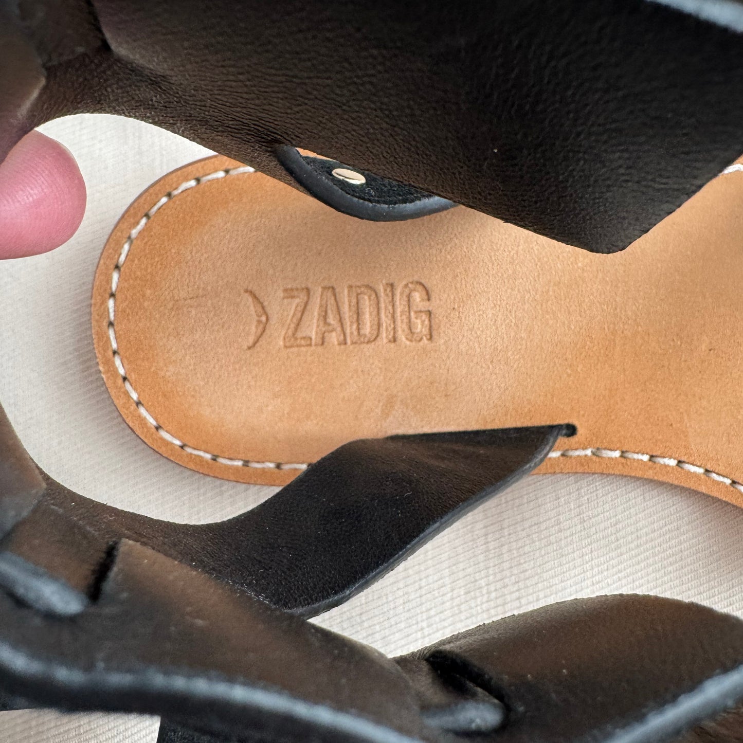 Zadig & Voltaire "Cecilia" Studded Flat Sandals, size 37