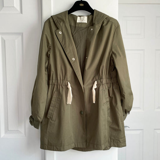 Zara Girls Green Cotton Parka, size 13/14y