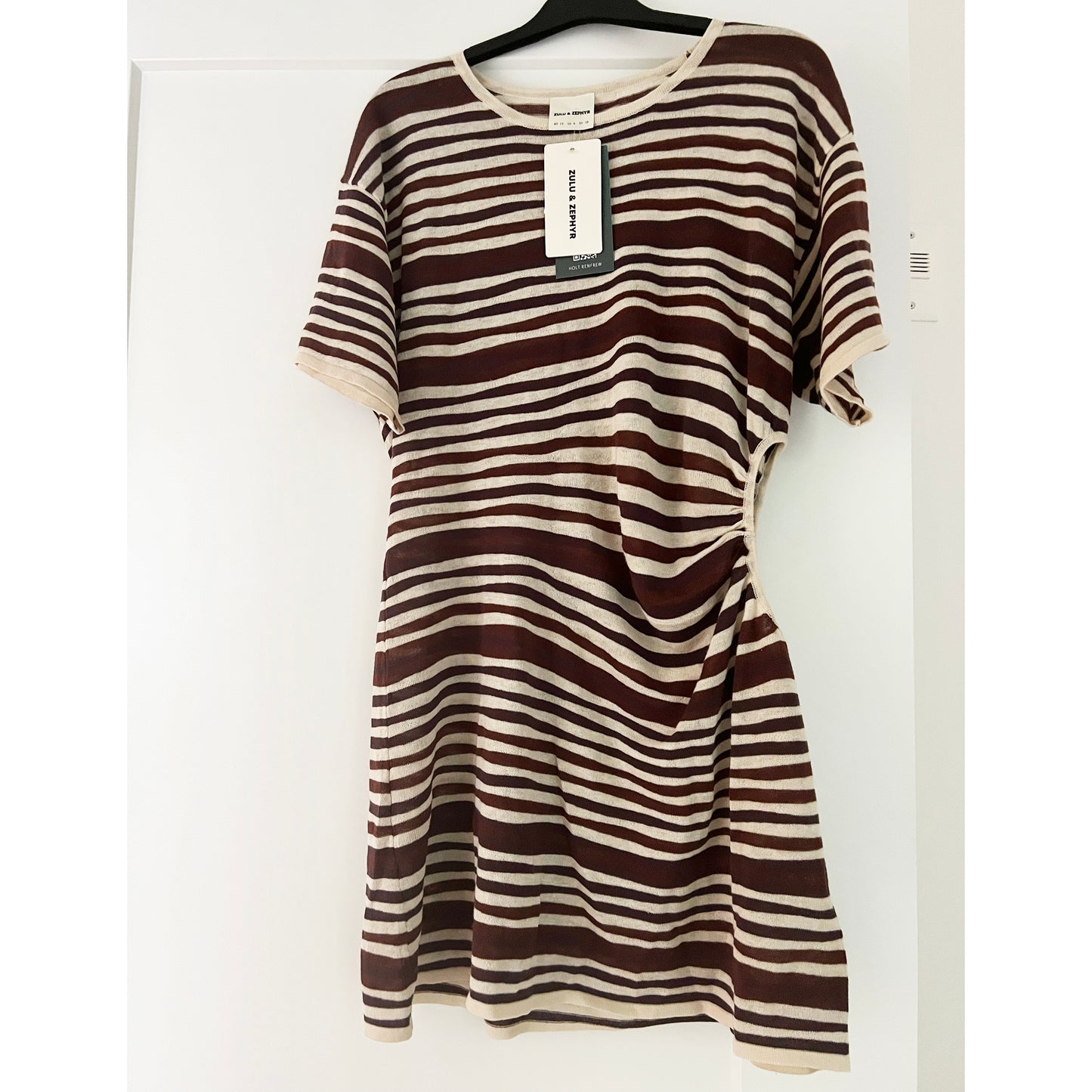 Zulu & Zephyr T-Shirt Knit Dress in Chocolate Stripe, size 6 (fits like size Small)