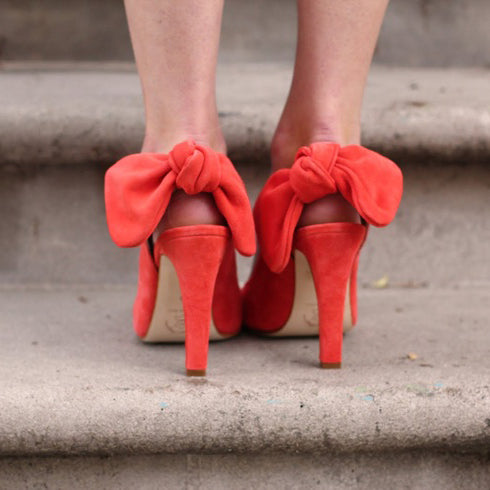 Carven Orange Suede Pumps w Bow Back, size 40