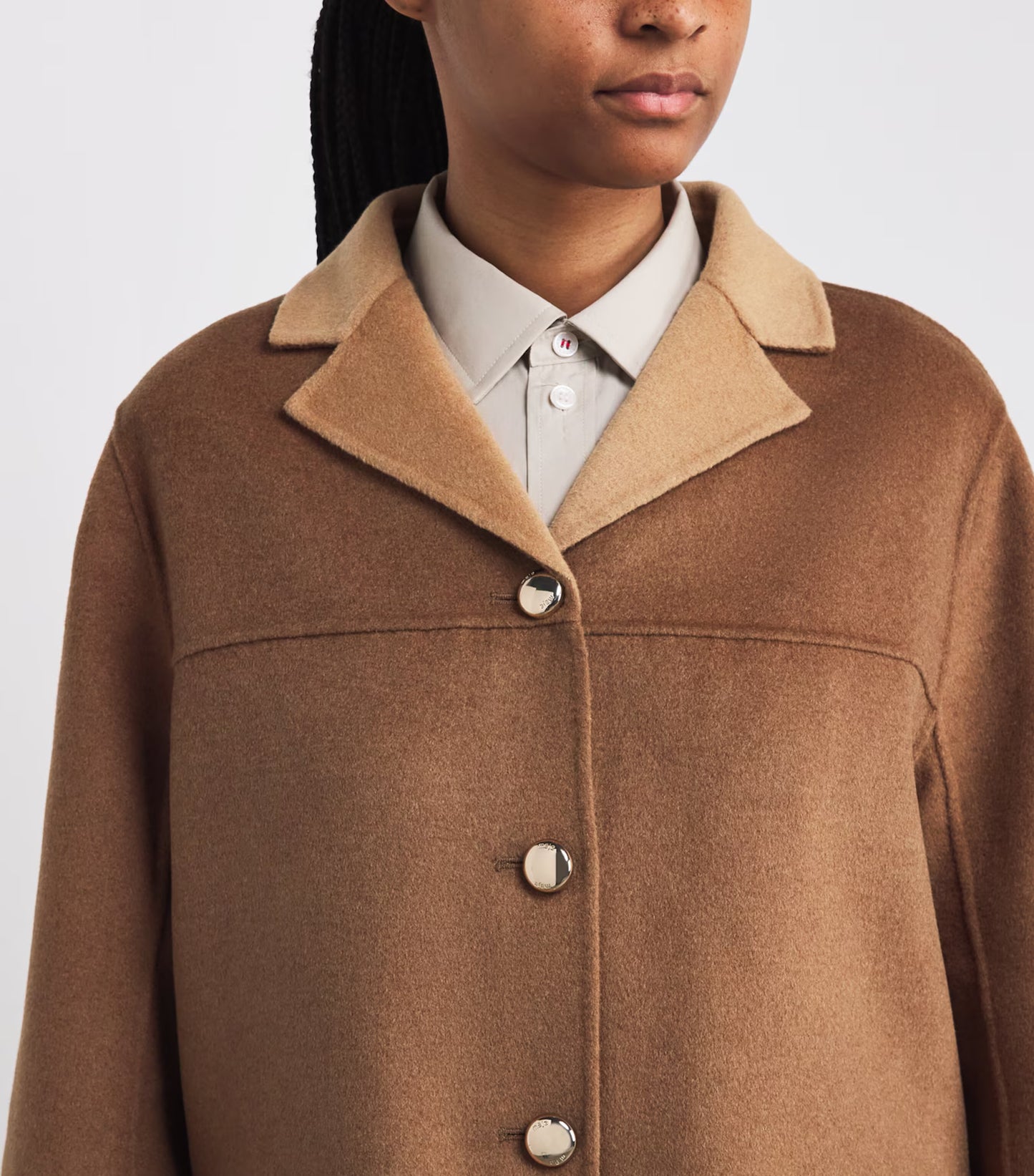 Maje Wool-Blend Double-Faced Coat in Camel, size 36 (size Small)