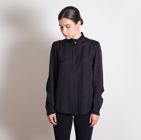 A.P.C. "Evren" Long Sleeve Blouse in Black, size 38 (size 6)