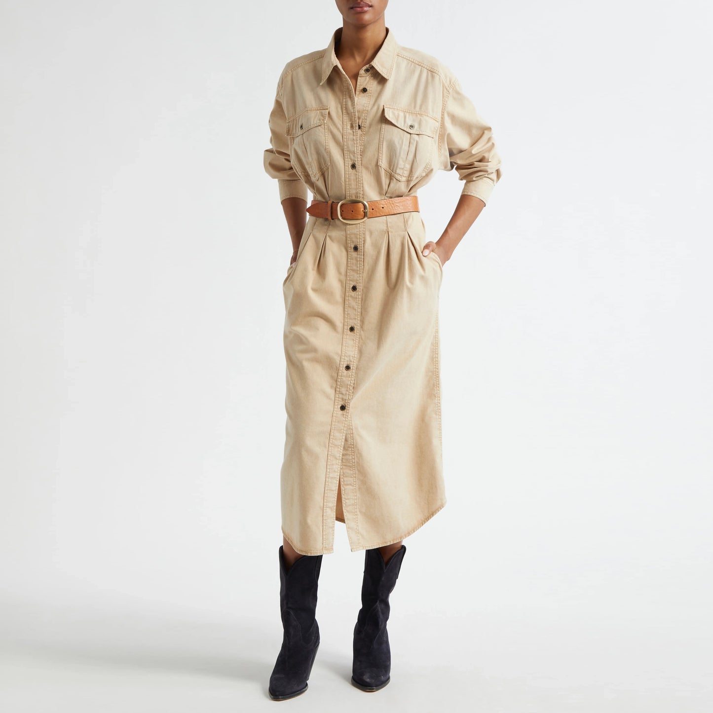Isabel Marant Etoile "Nolwen" Denim Dress in Beige, size 36