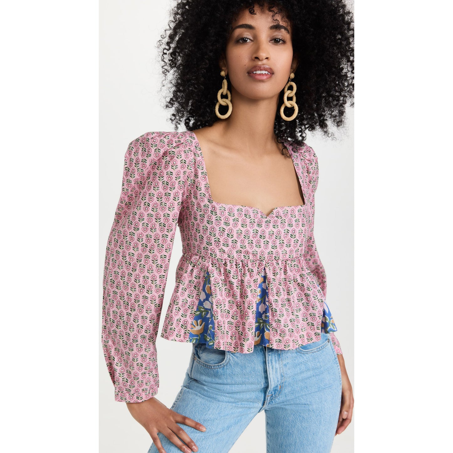 Top L/S imprimé Alix de Bohême avec dos lacé, taille Small