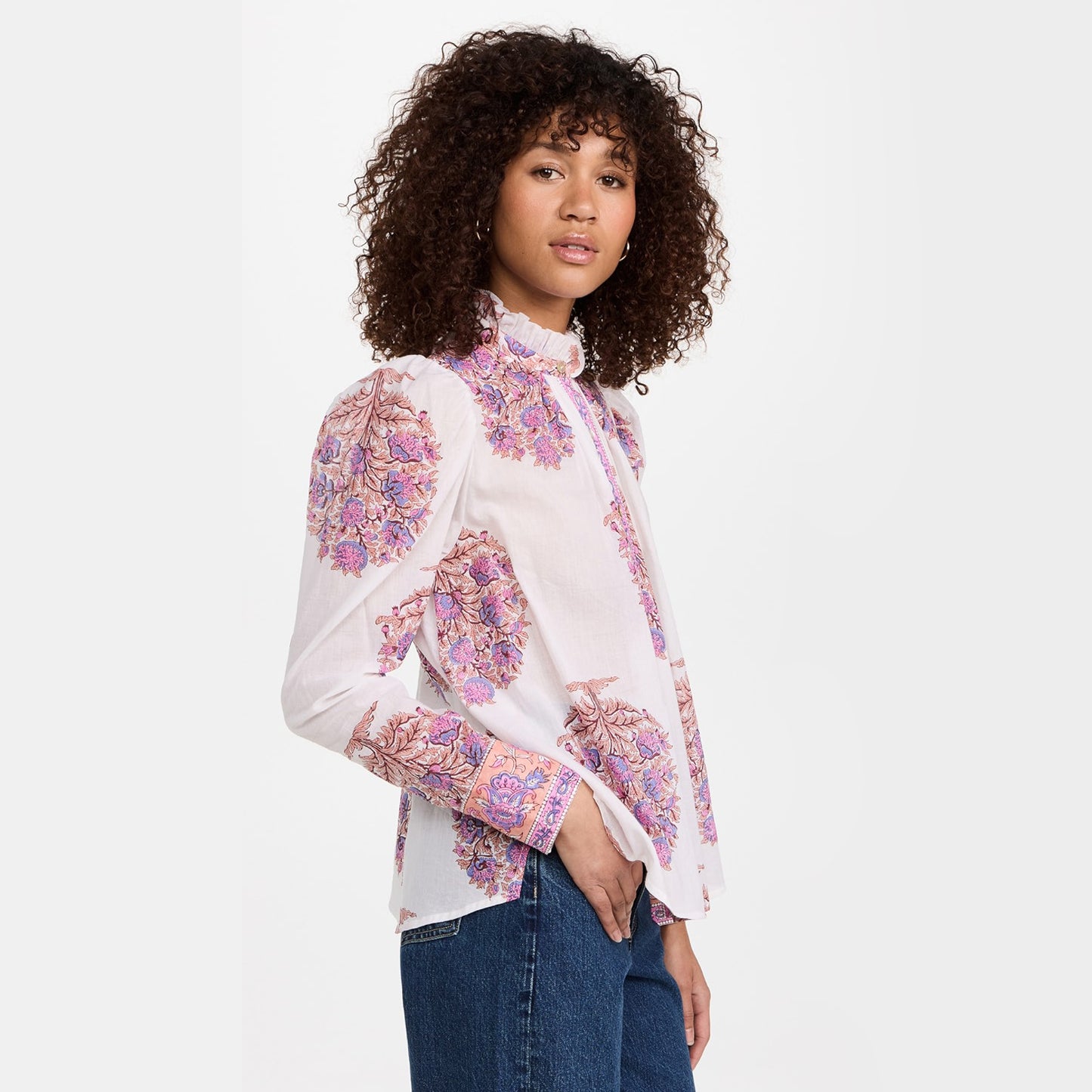 Alix of Bohemia "Annabel" Blouse in Fig Flower Print, size Small