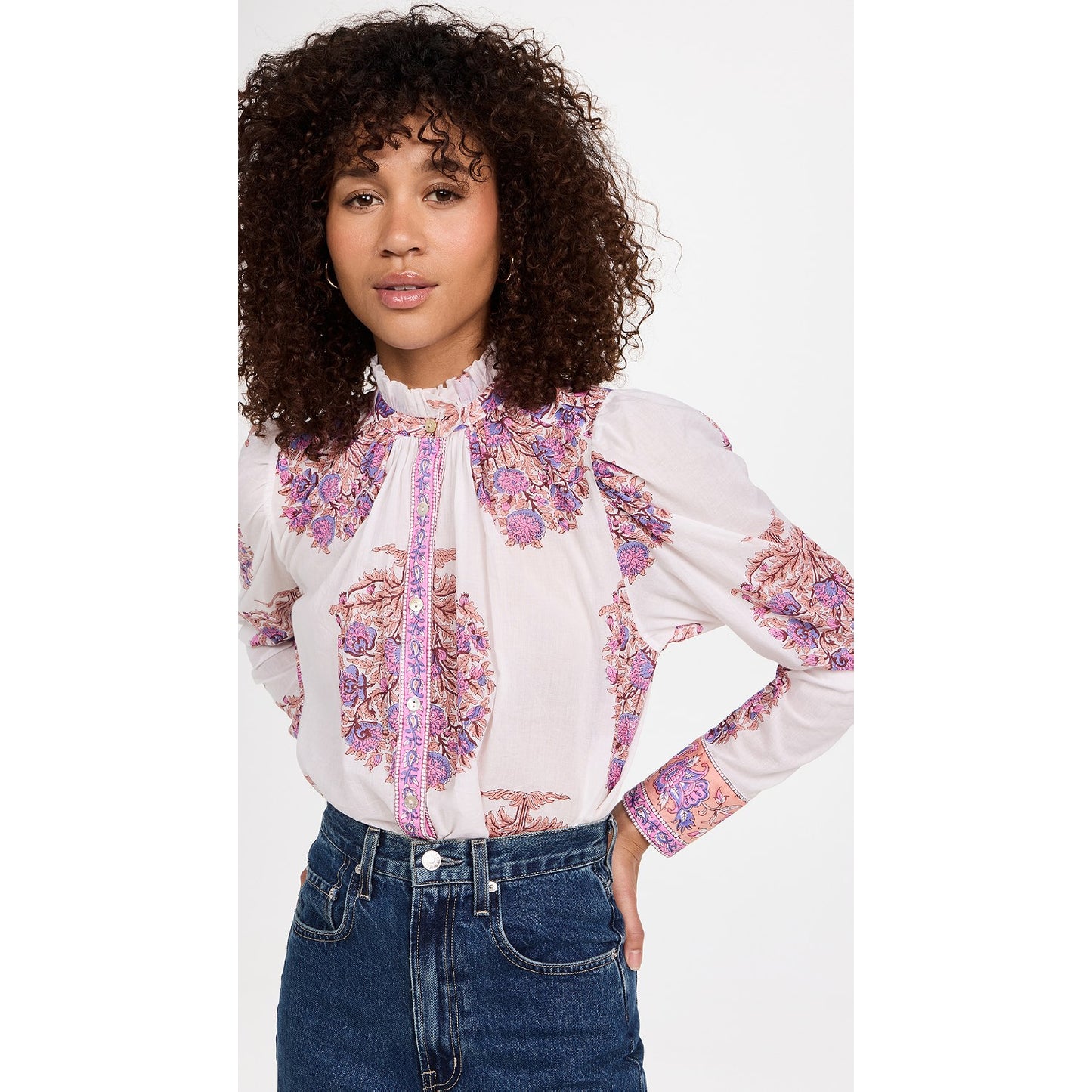 Alix of Bohemia "Annabel" Blouse in Fig Flower Print, size Small