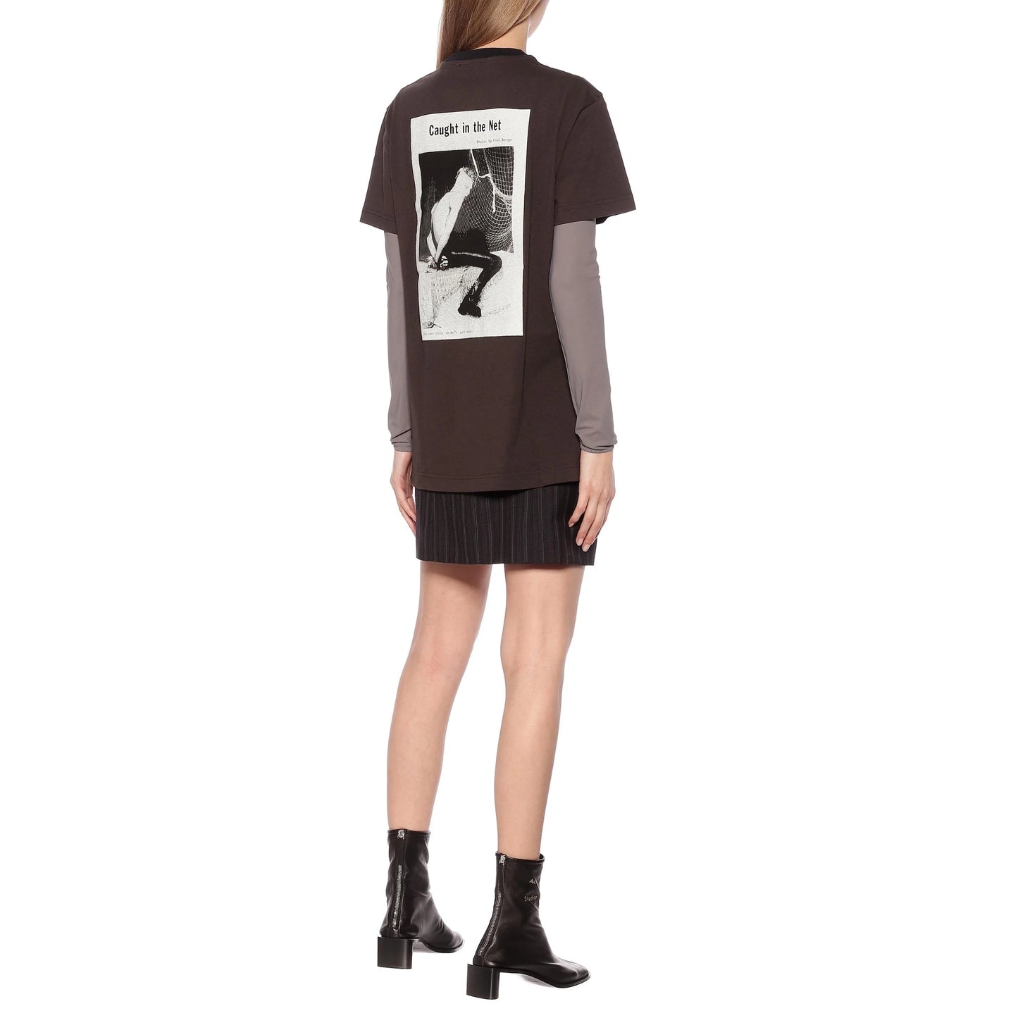 ACNE "Erice" Printed Tee in Faded Black, size XS