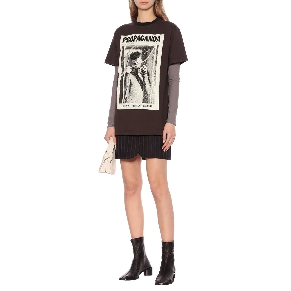 ACNE "Erice" Printed Tee in Faded Black, size XS