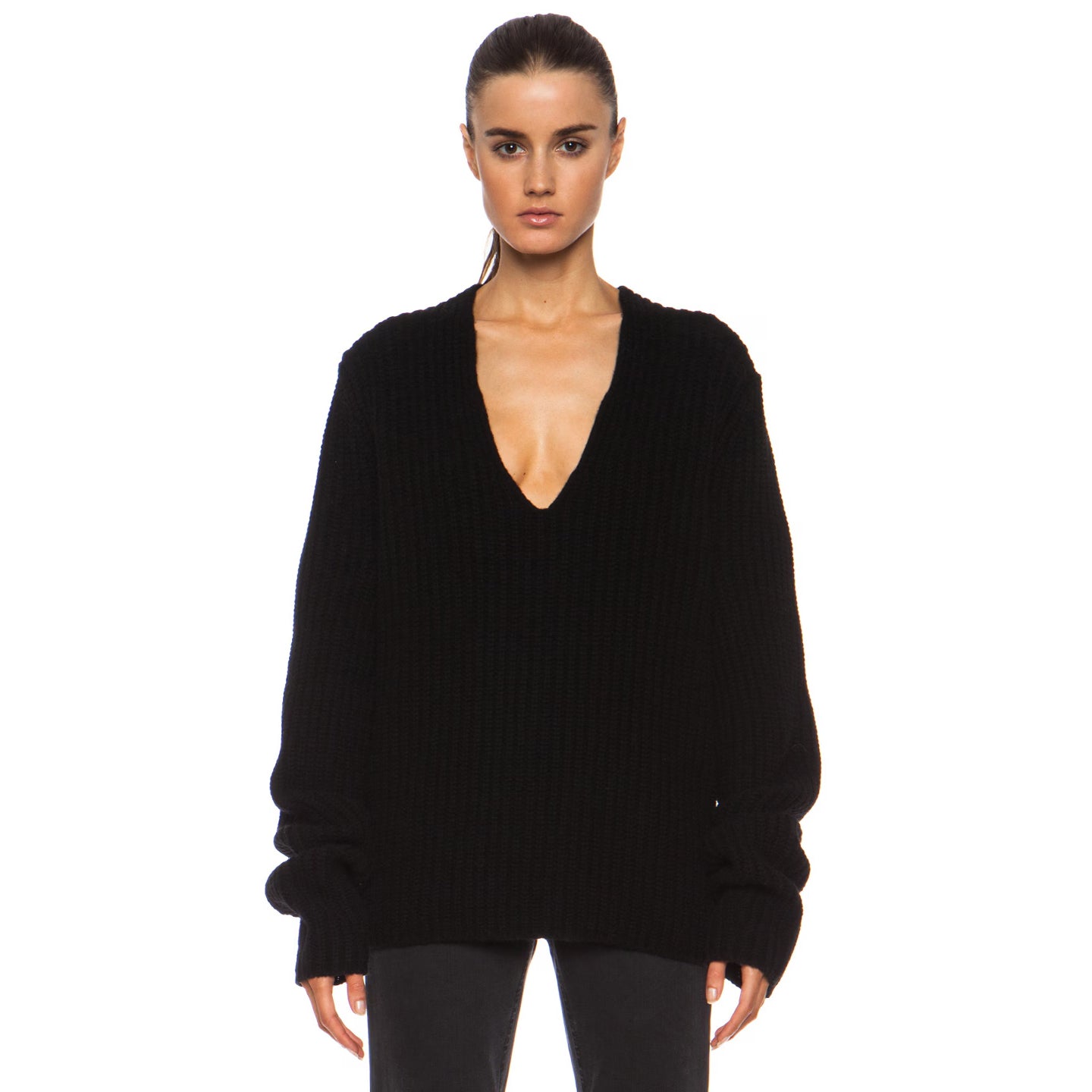 Acne Studios "Deborah" Ribbed Wool Sweater in Black, size Small