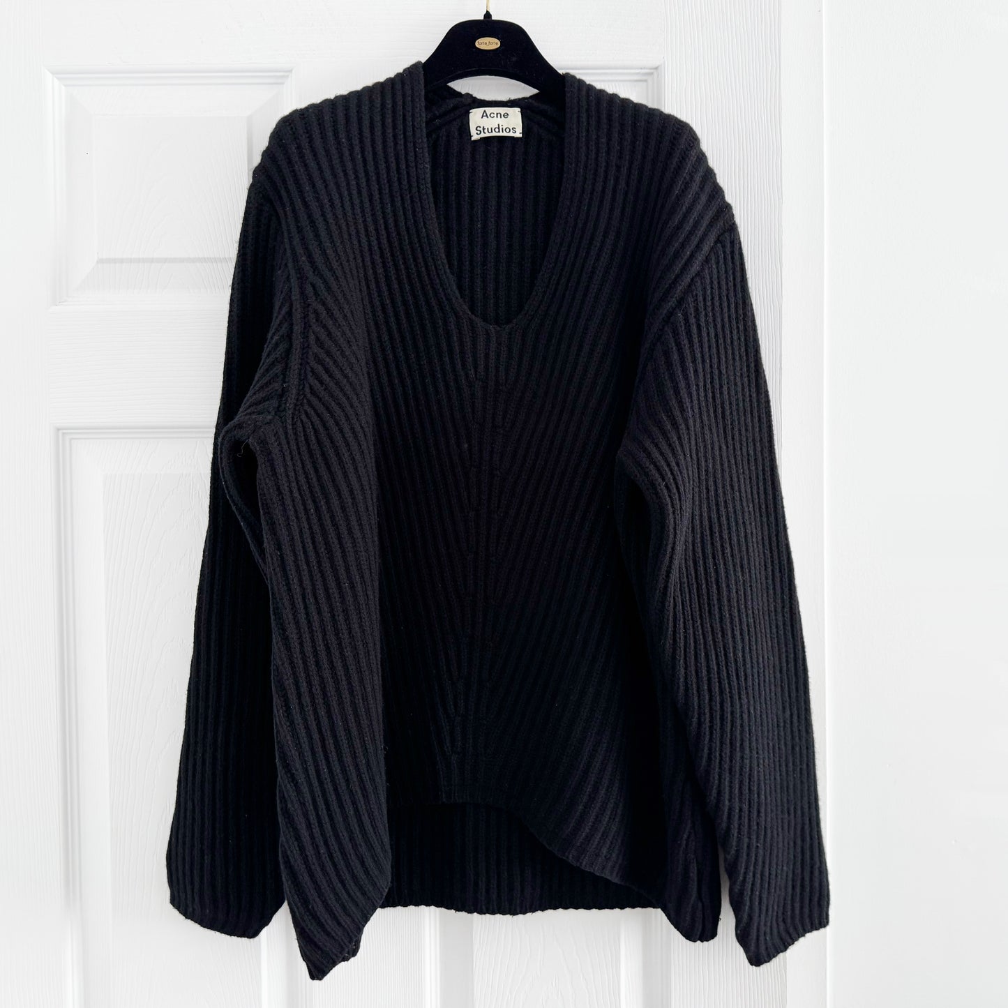 Acne Studios "Deborah" Ribbed Wool Sweater in Black, size Small