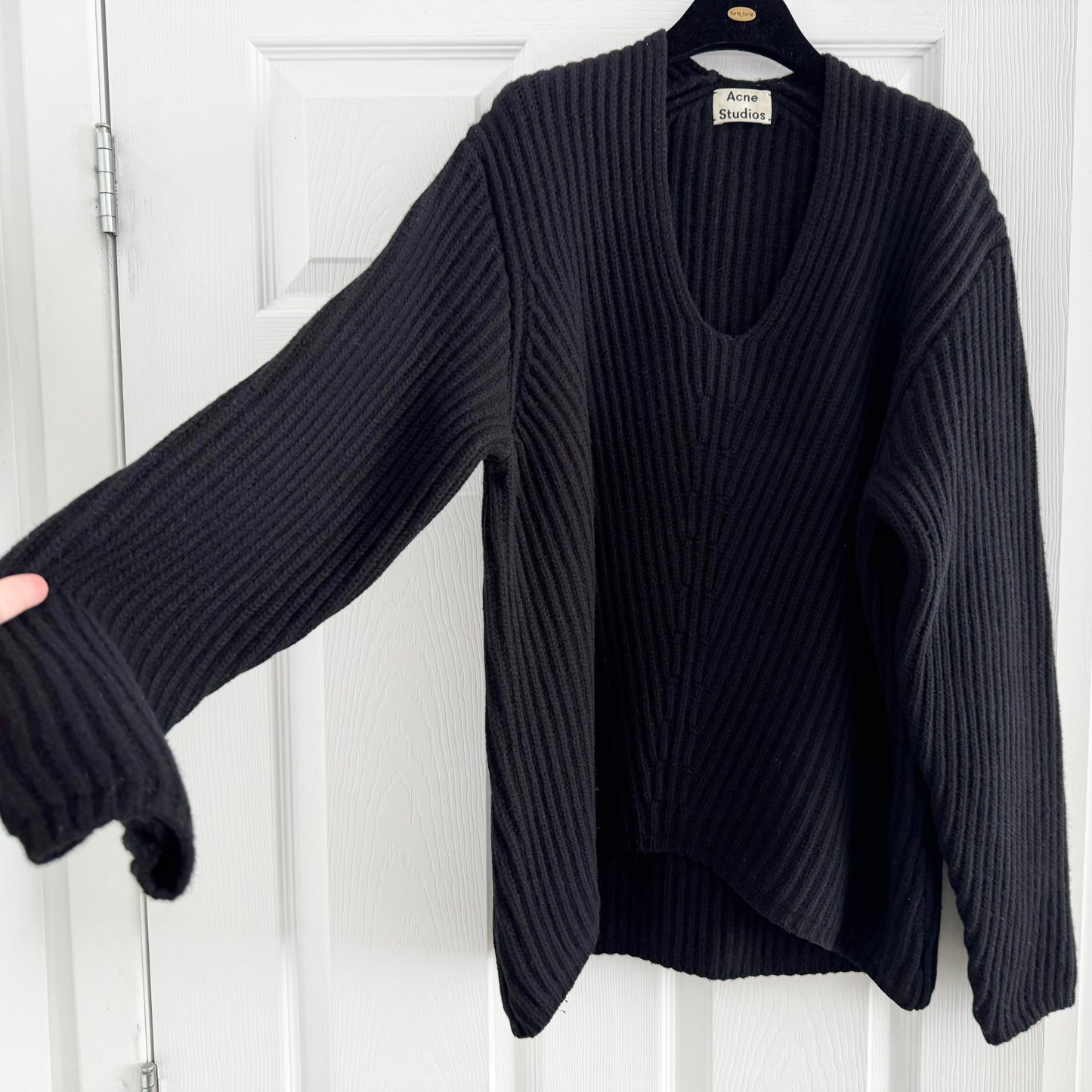 Acne Studios "Deborah" Ribbed Wool Sweater in Black, size Small