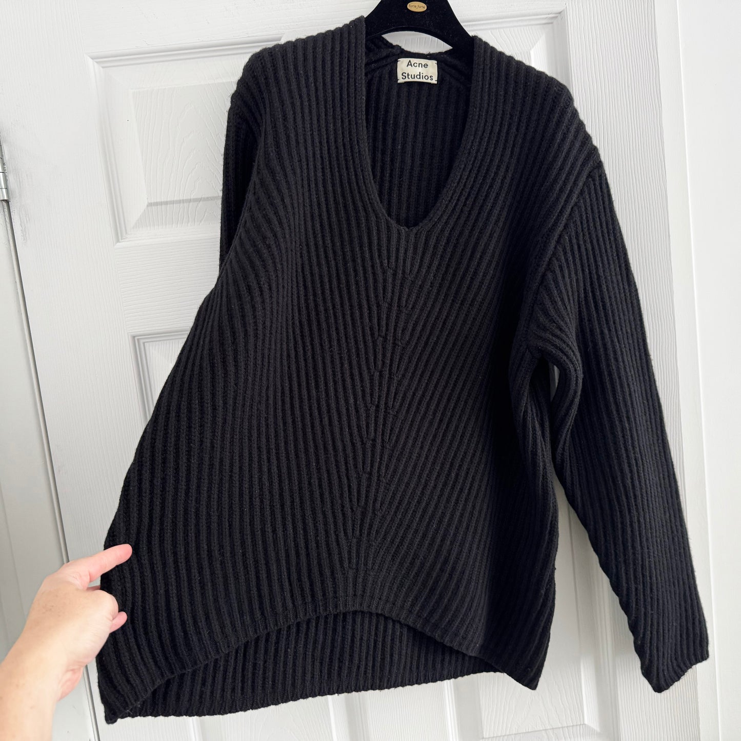 Acne Studios "Deborah" Ribbed Wool Sweater in Black, size Small
