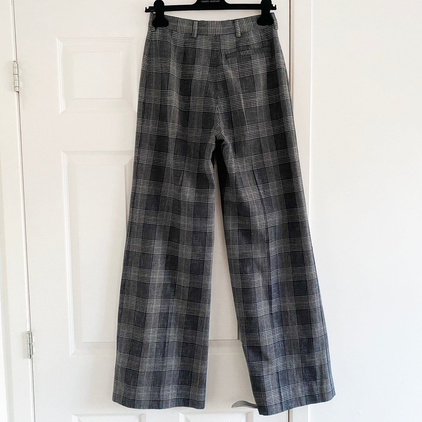 Acne Checked Wide Leg Pants in Grey, size 36 (fits size 2/4)