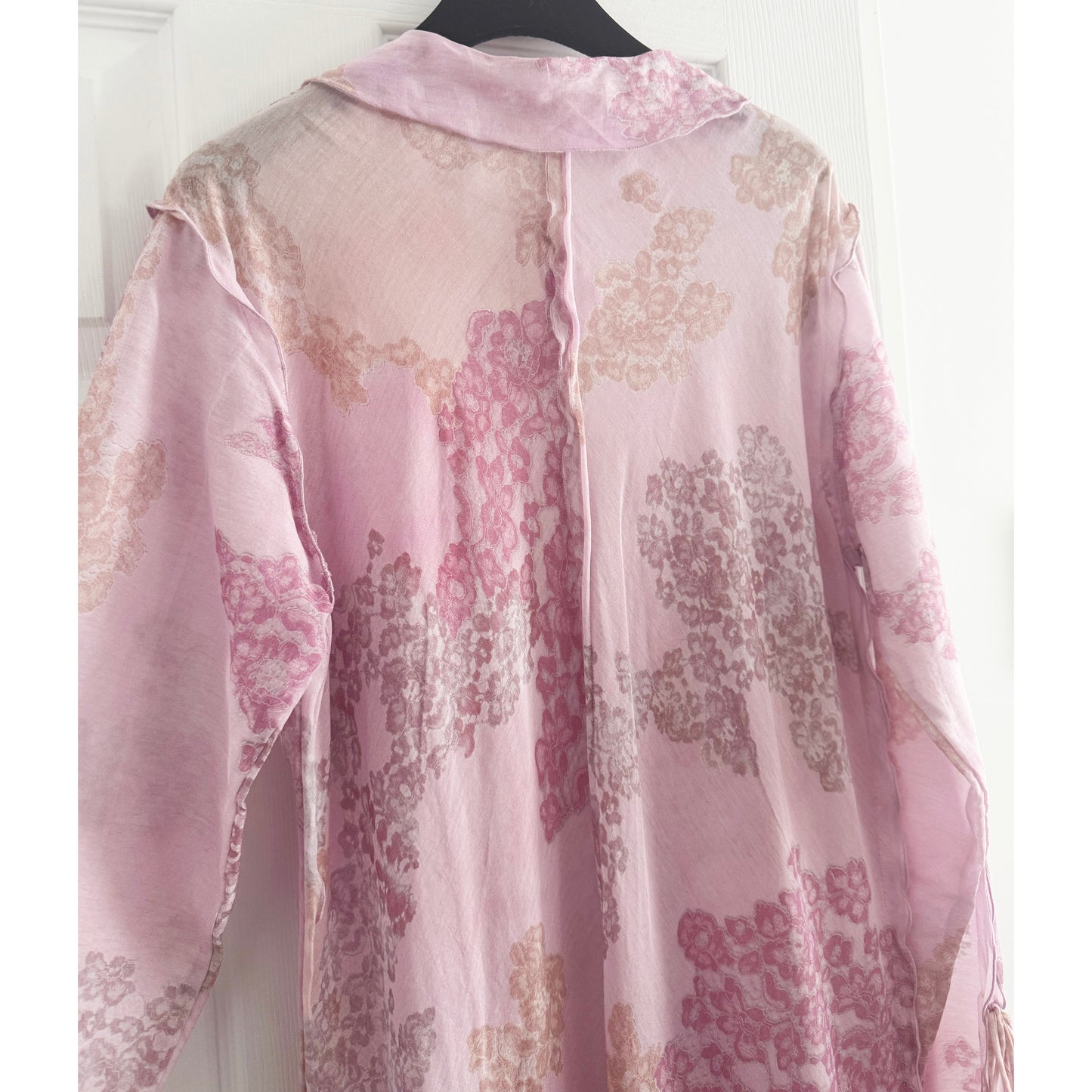 Acne Studios Chiffon Printed Maxi Dress in Pink, size 34