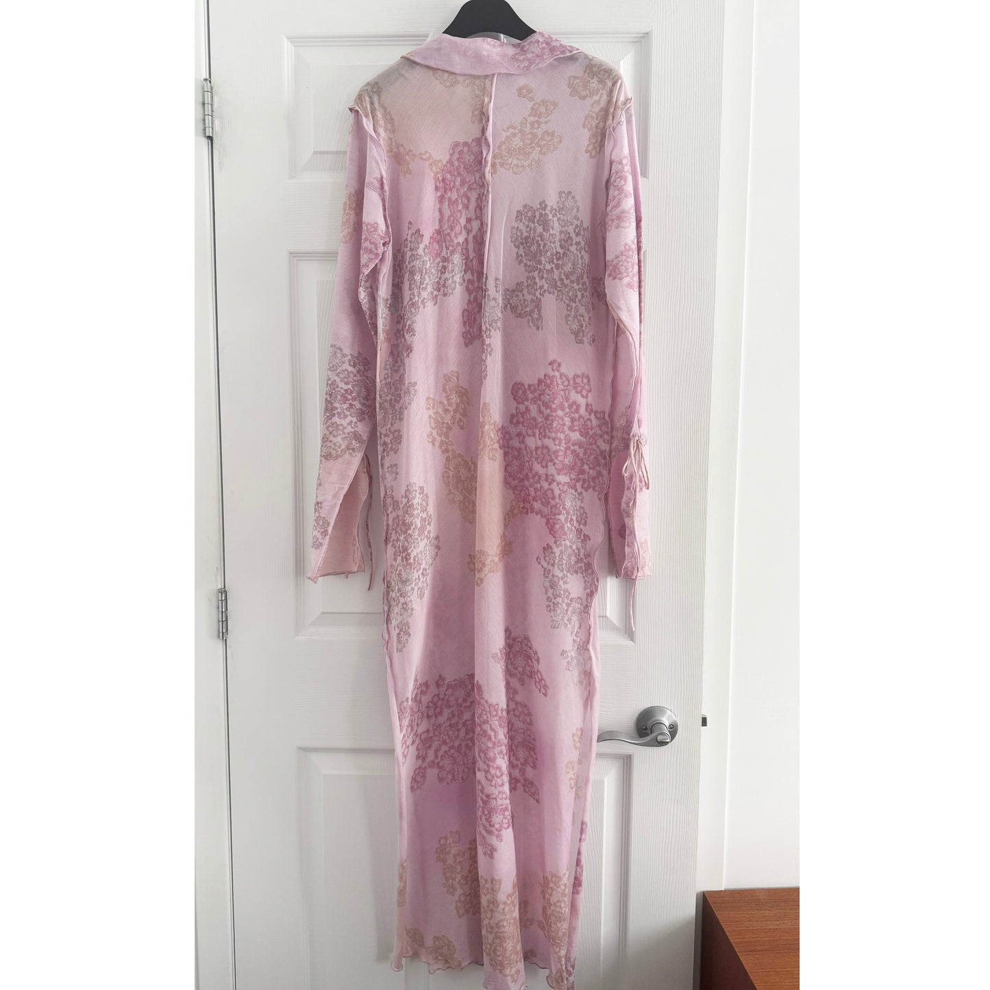 Acne Studios Chiffon Printed Maxi Dress in Pink, size 34