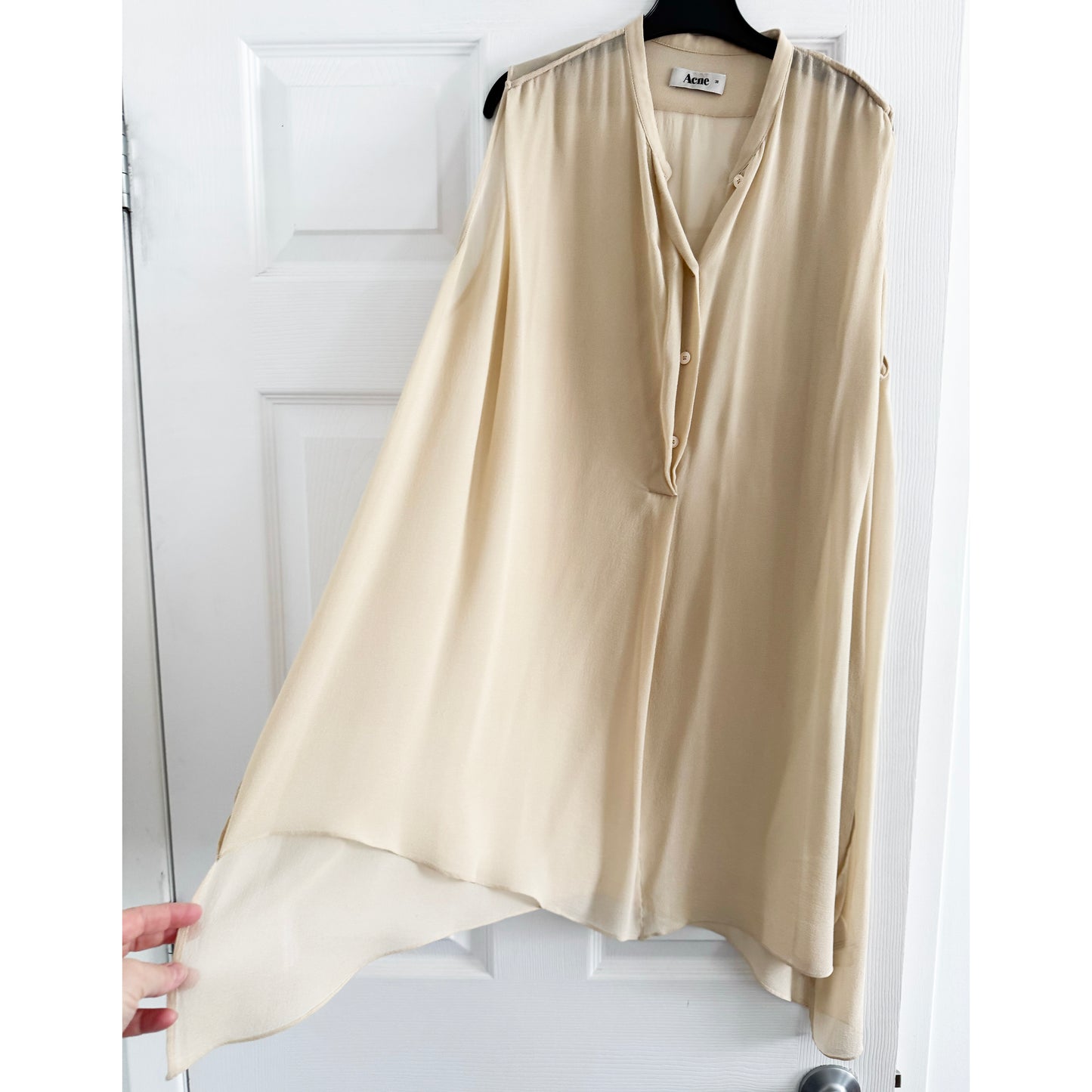 ACNE STUDIOS "Nori" Silk Tunic in Nude, size 38