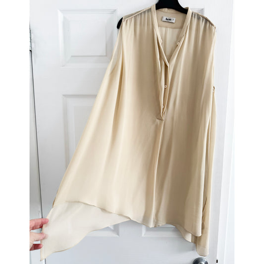 ACNE STUDIOS "Nori" Silk Tunic in Nude, size 38