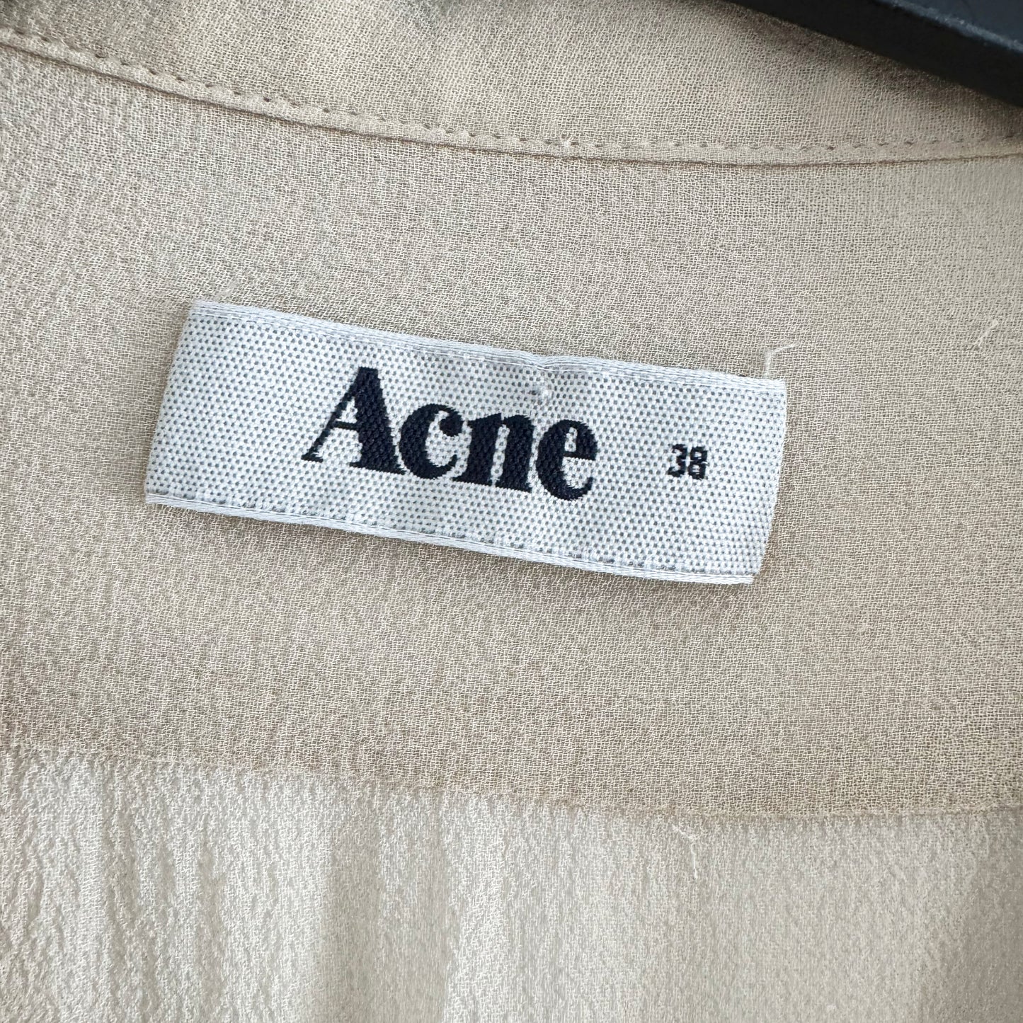 ACNE STUDIOS "Nori" Silk Tunic in Nude, size 38