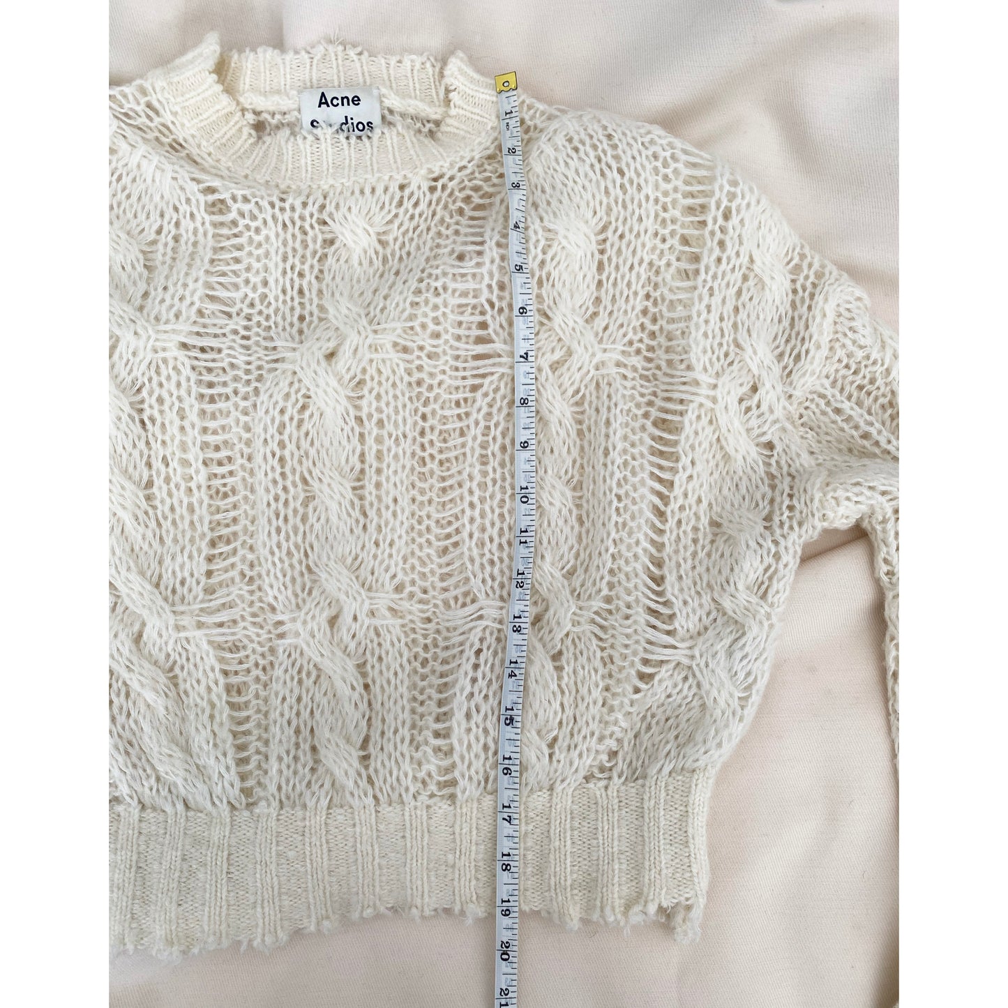 ACNE "Kella" Cable Knit Sweater in Ivory, size Small