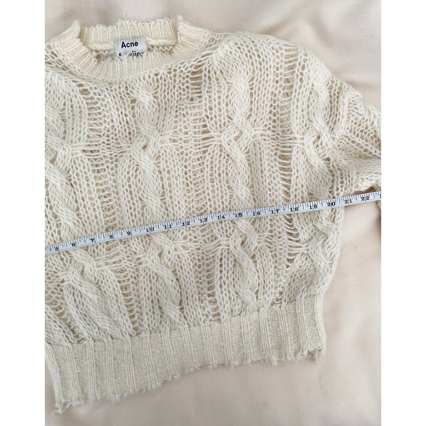 ACNE "Kella" Cable Knit Sweater in Ivory, size Small