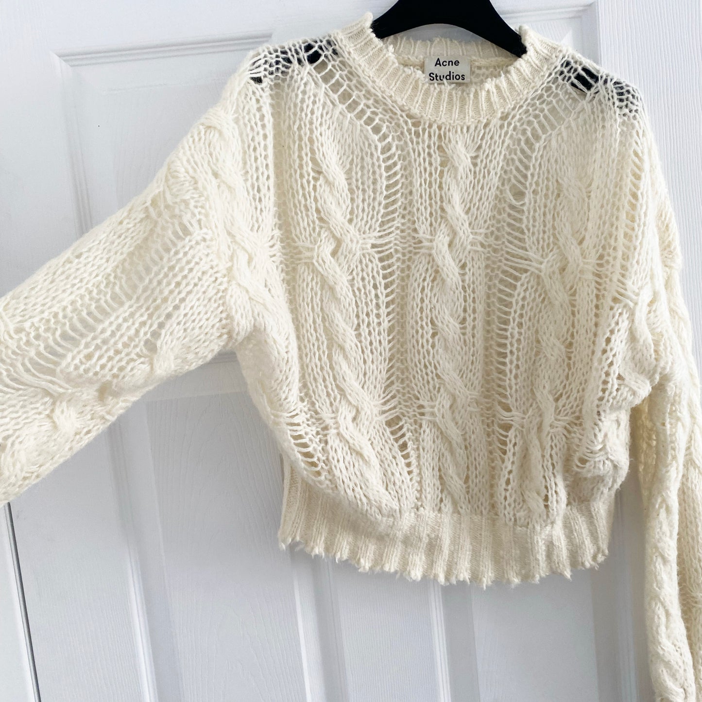 ACNE "Kella" Cable Knit Sweater in Ivory, size Small