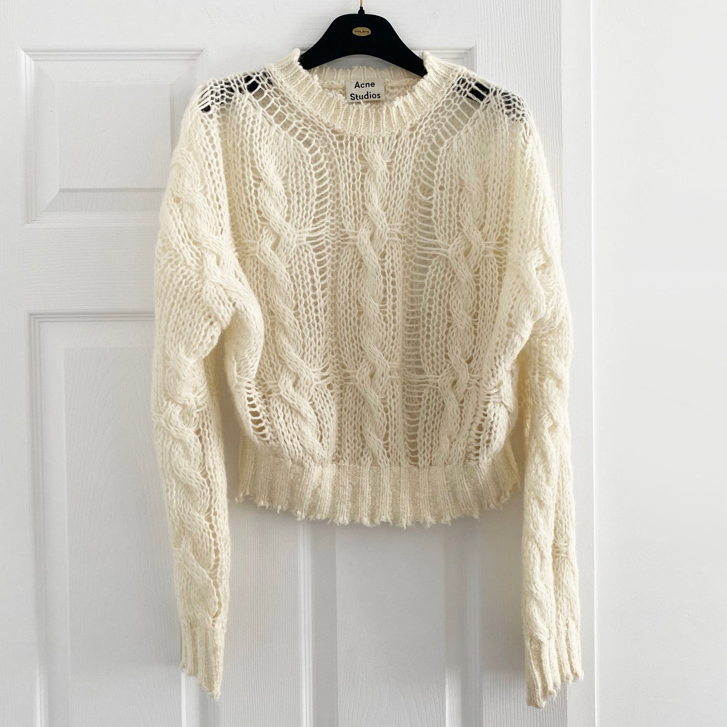 ACNE "Kella" Cable Knit Sweater in Ivory, size Small