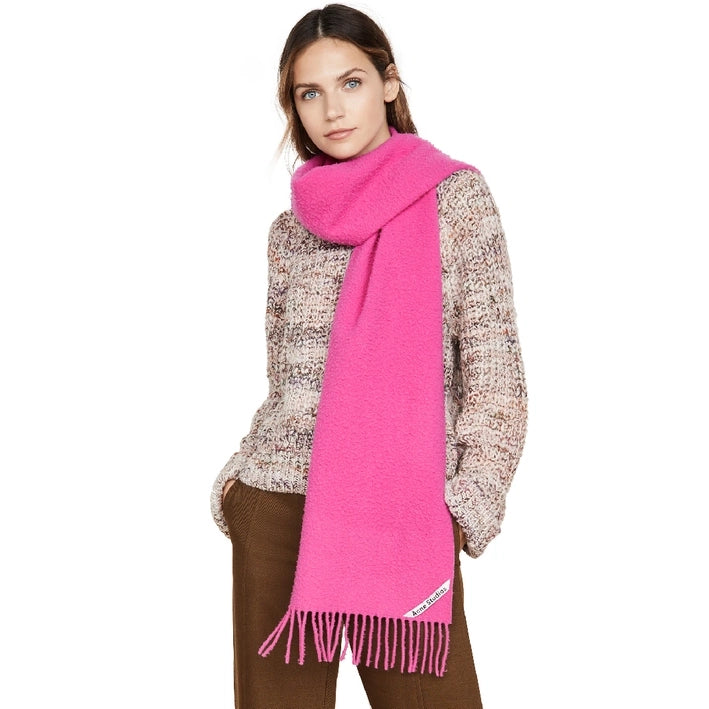 Acne Wool Scarf in Hot Pink