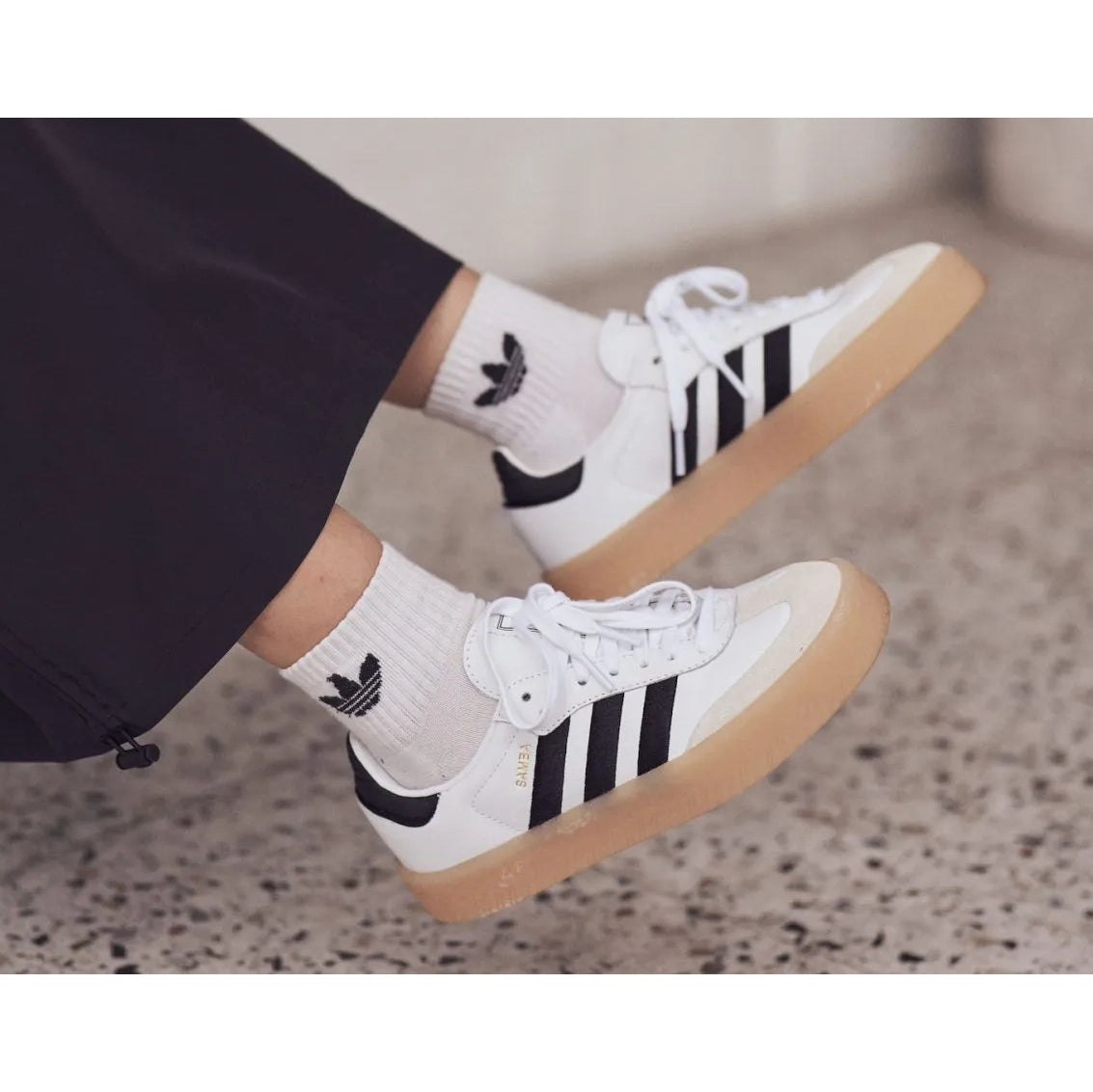 Adidas Sambae Sneakers in Black/White, size 6 (fits like 6.5)